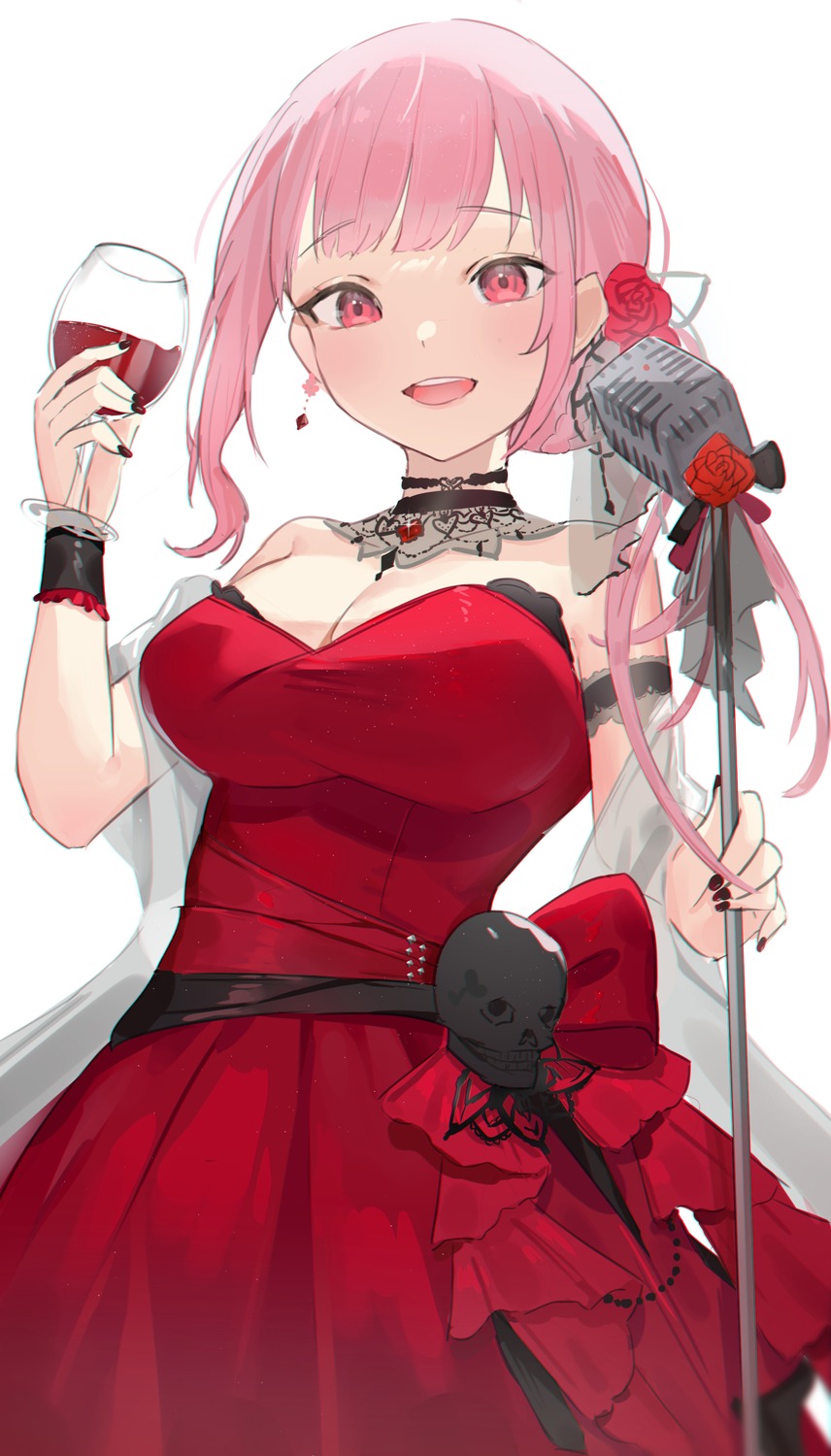 cleavage, dress, gurina, hololive, hololive_english, mori_calliope, no_bra