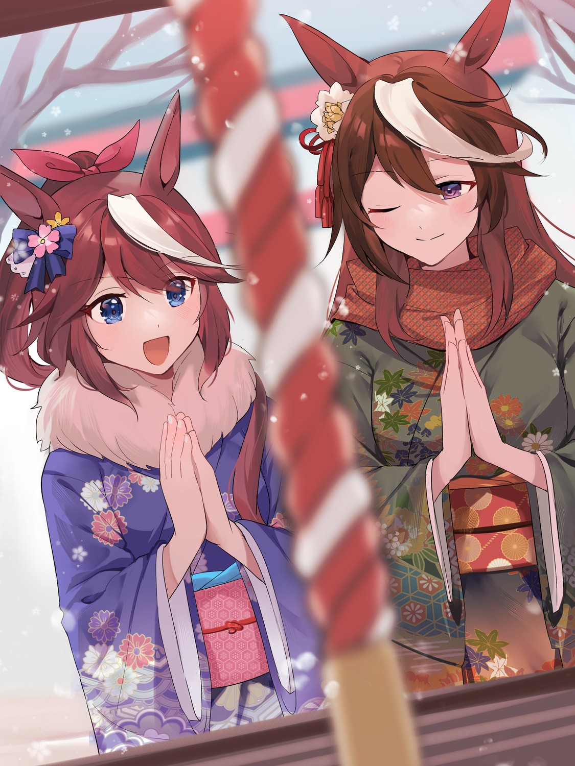 akitsuki_(oenothera), animal_ears, kimono, symboli_rudolf_(umamusume), tokai_teio_(umamusume), uma_musume_pretty_derby