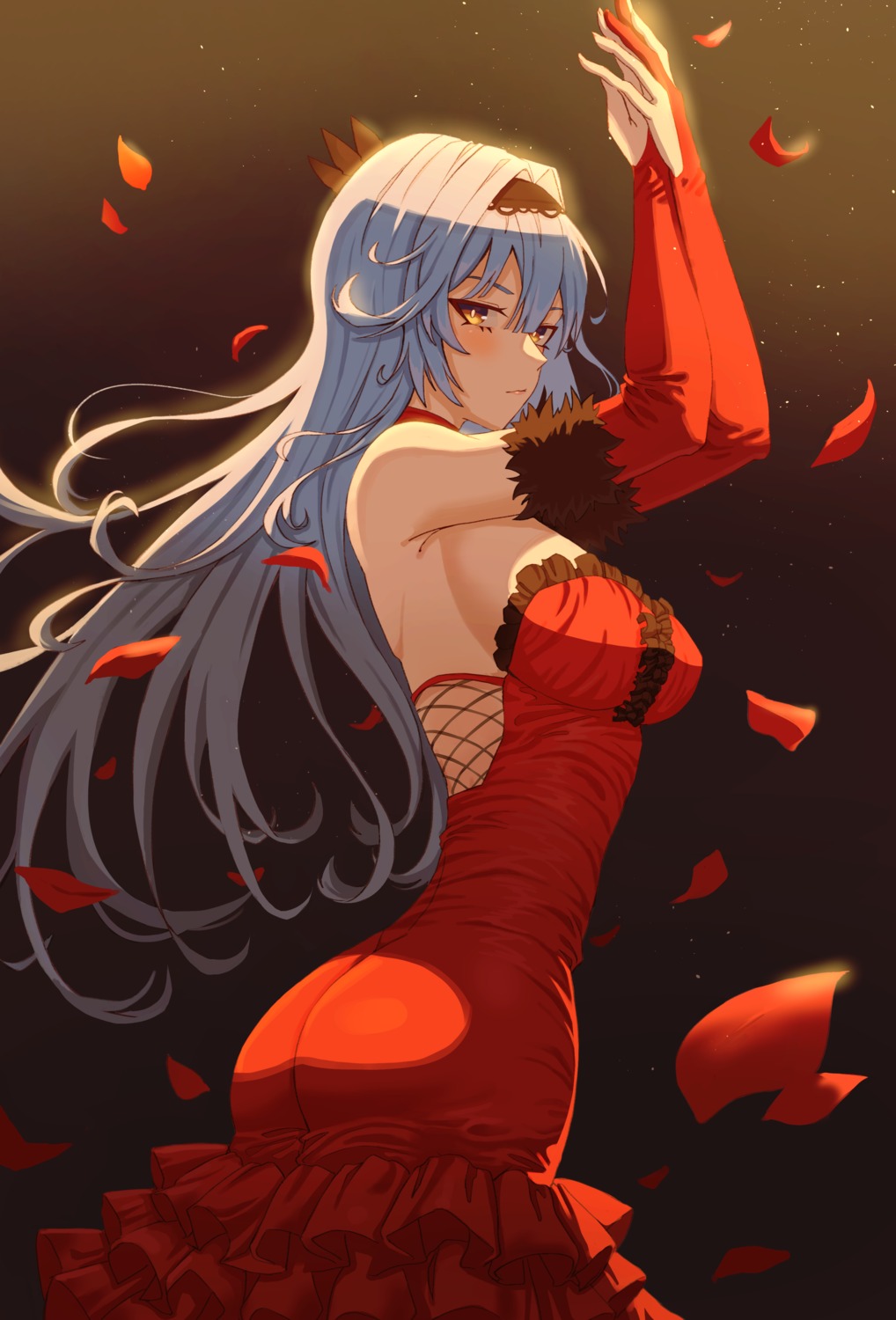 ass, dress, eula, genshin_impact, no_bra, oro_(lsg0624)