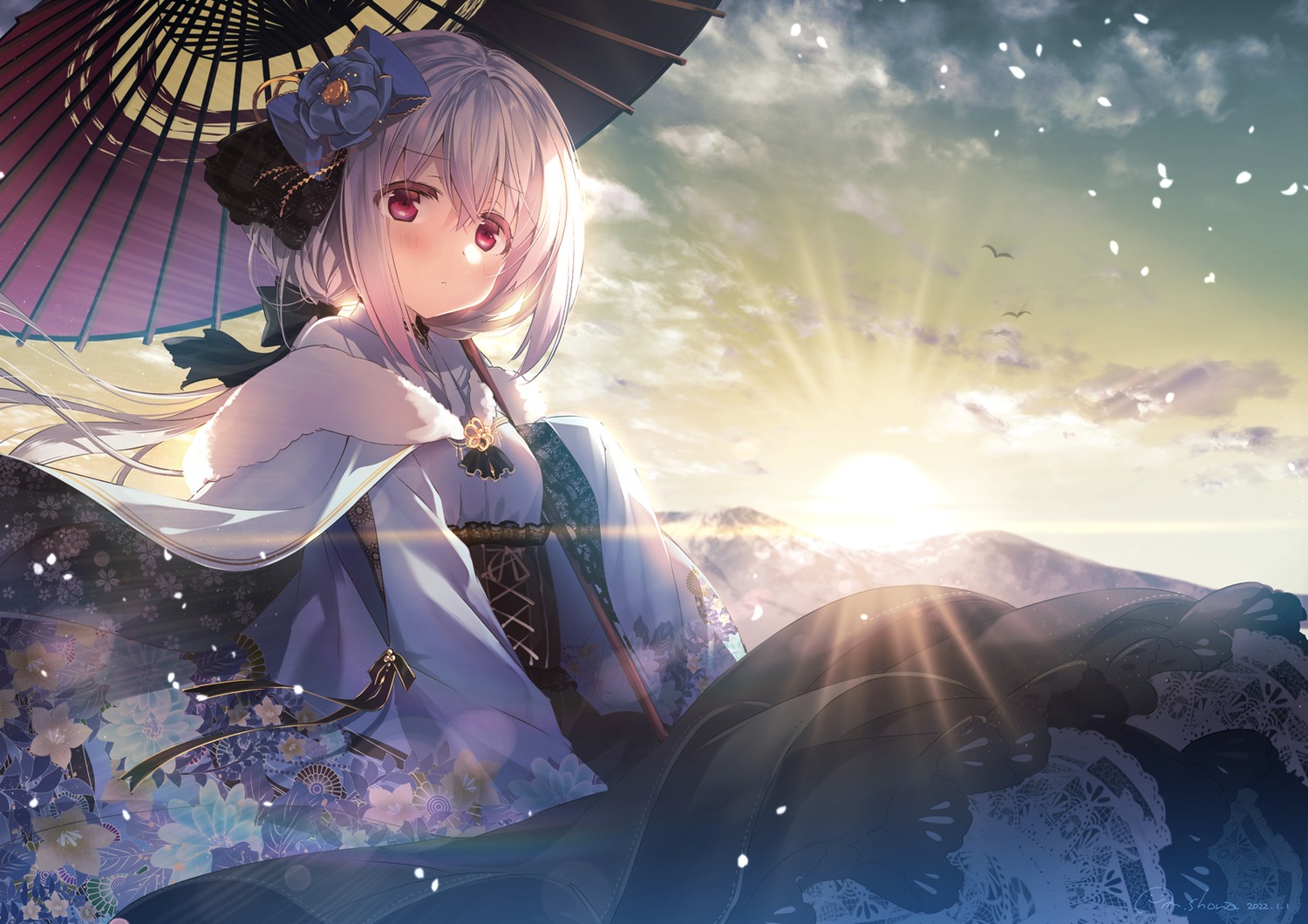 japanese_clothes, shouna_mitsuishi, skirt_lift, umbrella