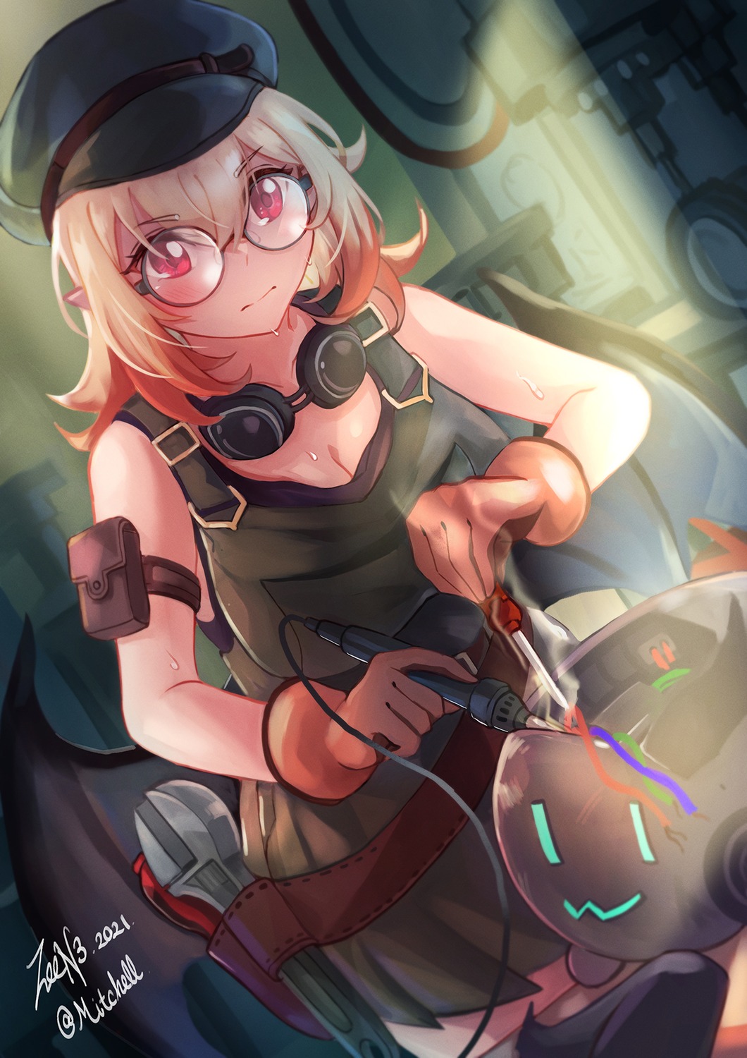devil, megane, monster_girl_encyclopedia, pointy_ears, wings, zeen3