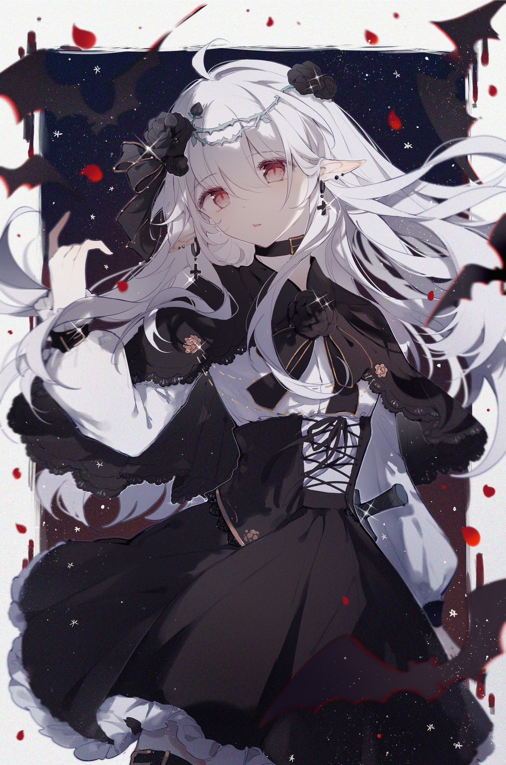 dress, gothic_lolita, lolita_fashion, pointy_ears, qianqianjie, sword