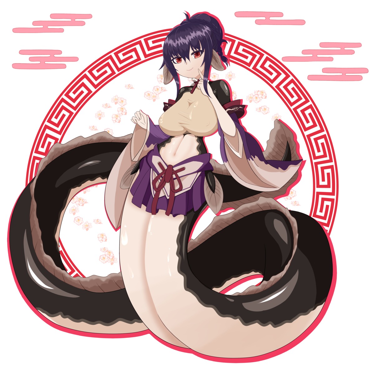 animal_ears, darkwrath, japanese_clothes, monster_girl, monster_girl_encyclopedia, tail, unagi_jorou_(monster_girl_encyclopedia)