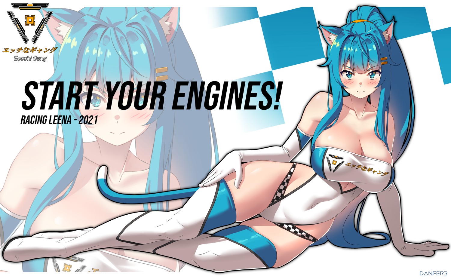 animal_ears, danfer3, leena, leotard, nekomimi, tail, thighhighs