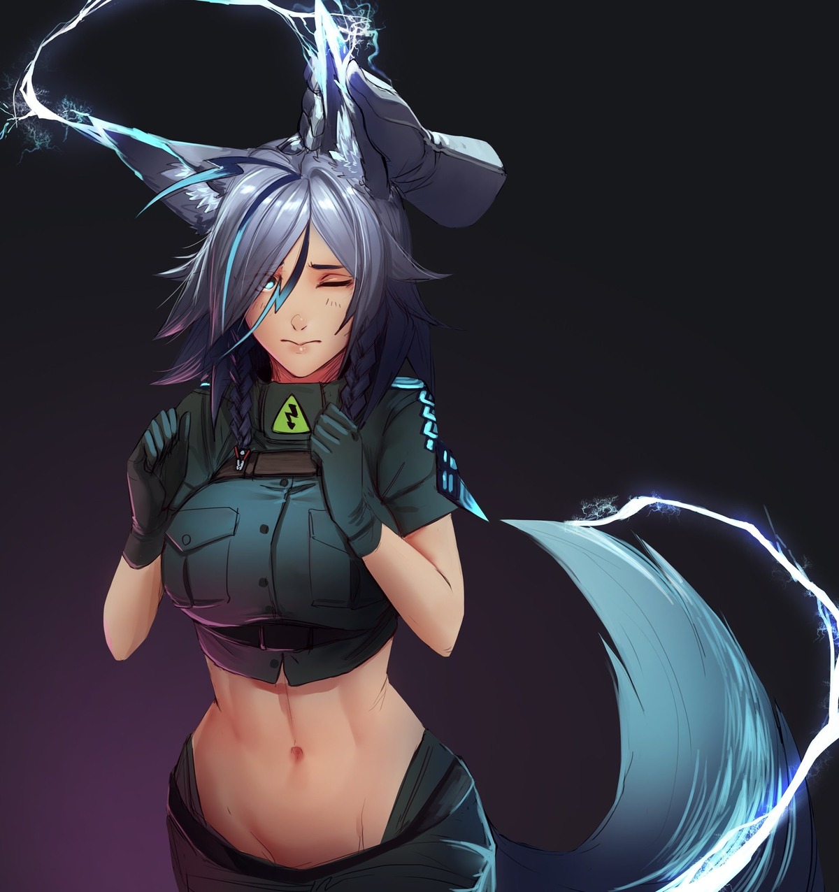 animal_ears, less, monster_girl_encyclopedia, raijuu_(monster_girl_encyclopedia), tail