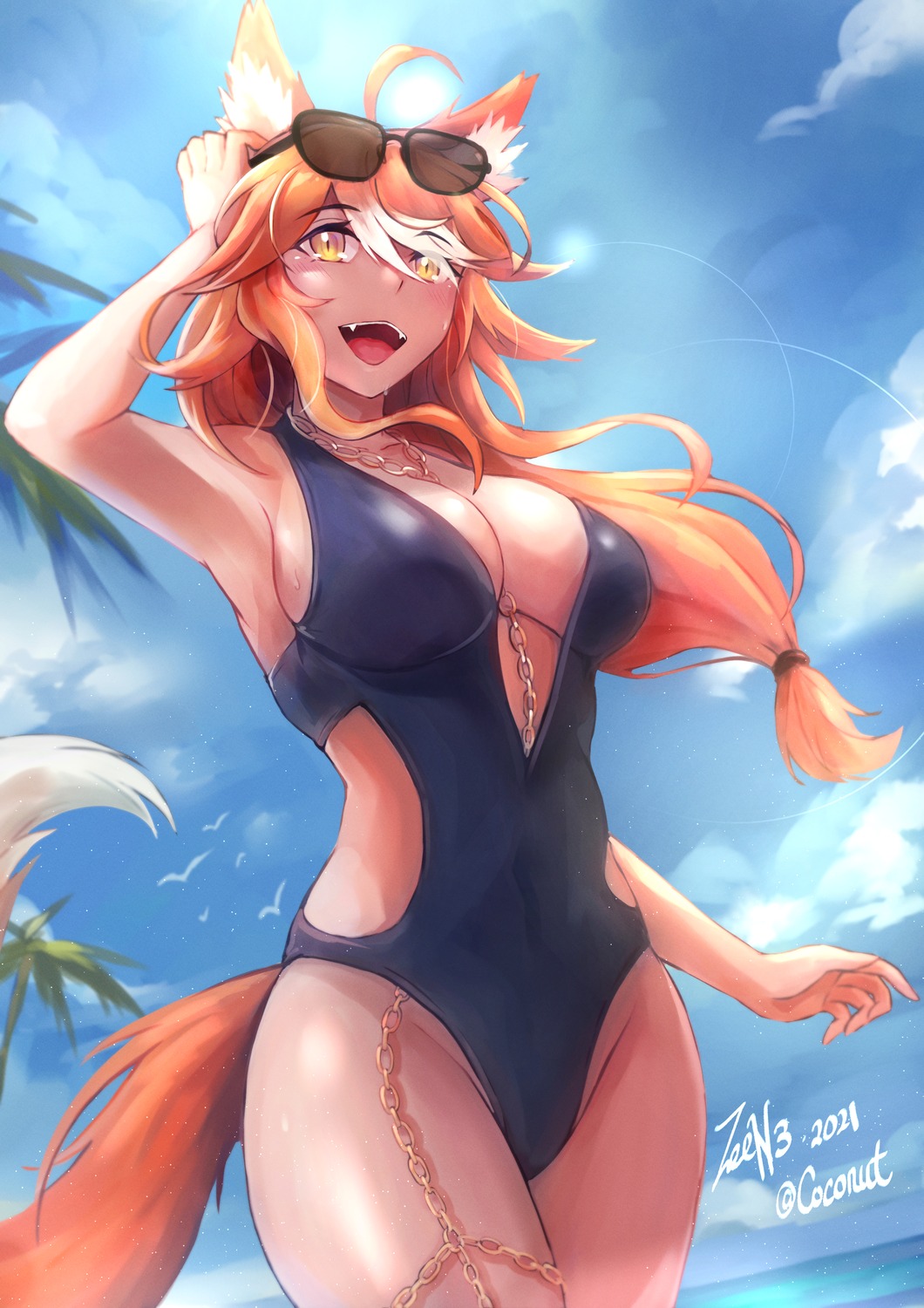 animal_ears, megane, swimsuits, tail, zeen3