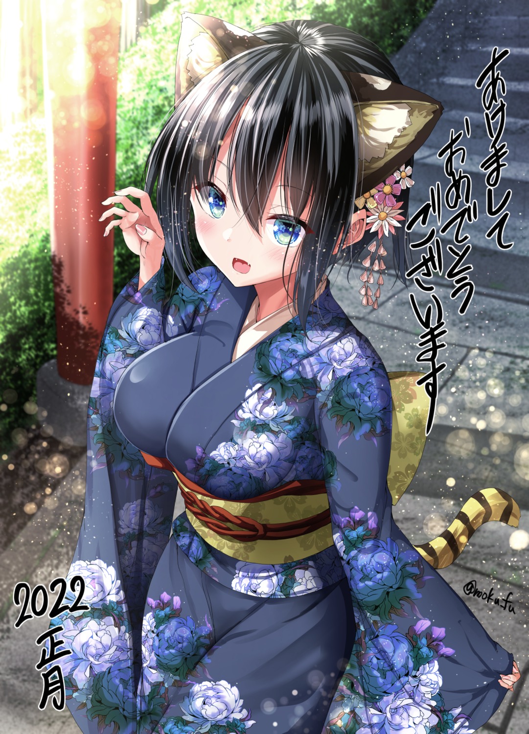animal_ears, kimono, mokufuu, tail