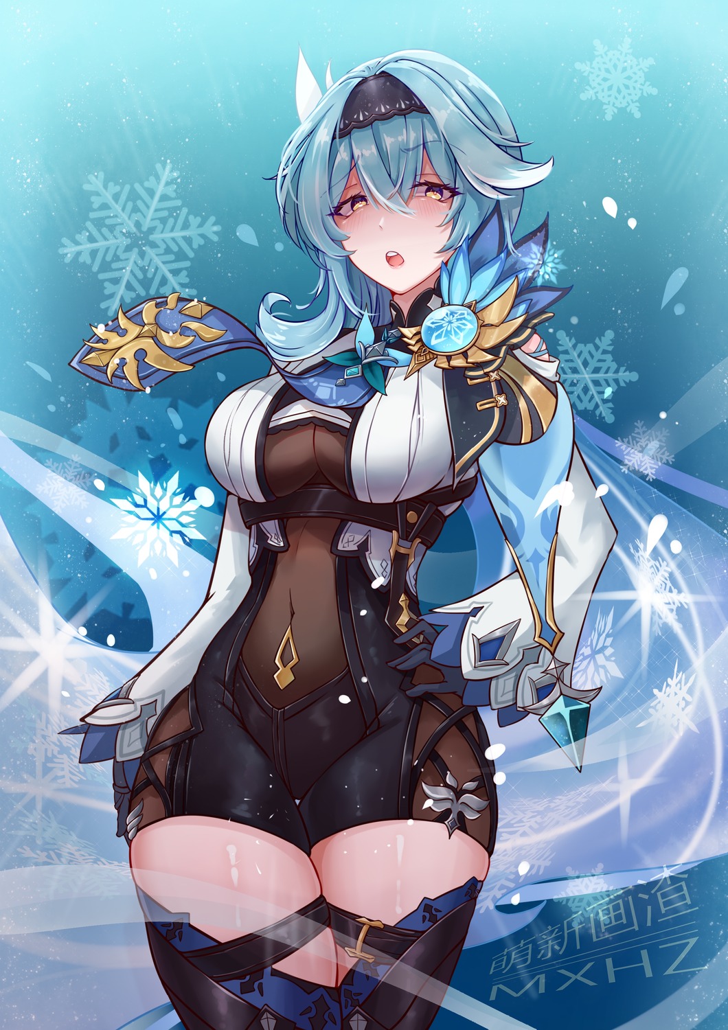 eula, garter, genshin_impact, moe_shin_image_residue, thighhighs
