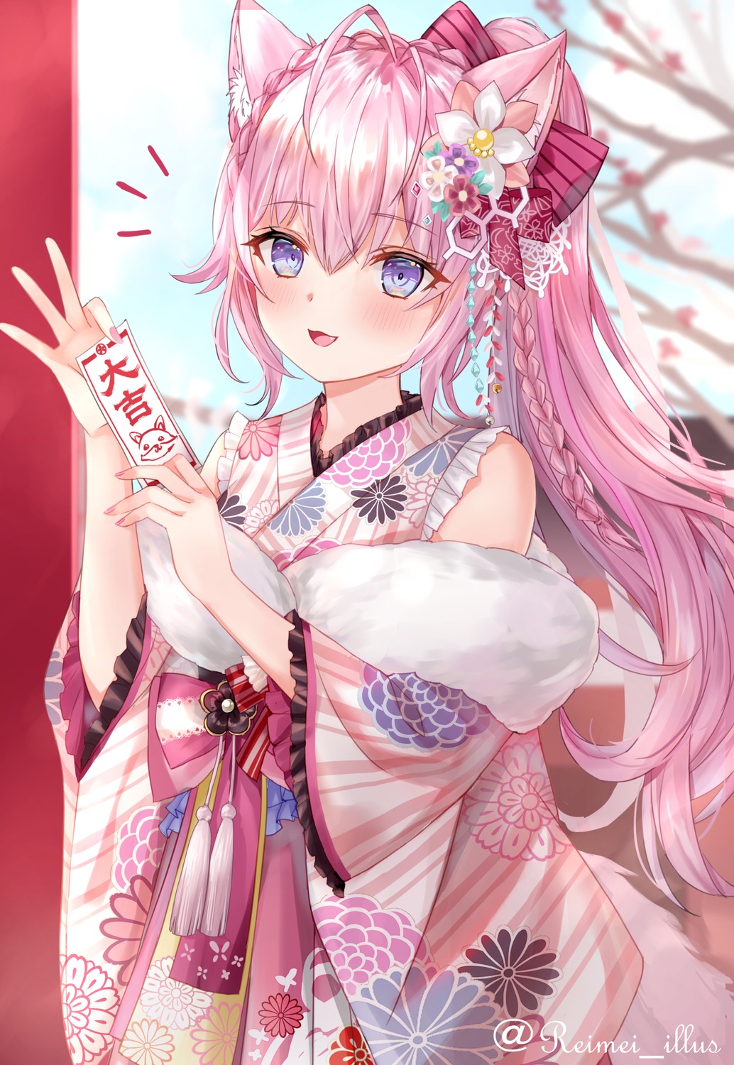 animal_ears, hakui_koyori, hololive, kebaboishii, kimono, tail