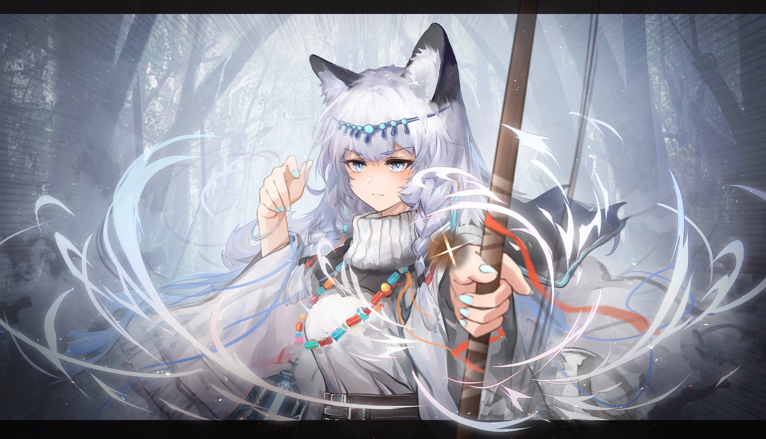 animal_ears, arknights, jueduihuoli, pramanix_(arknights), weapon