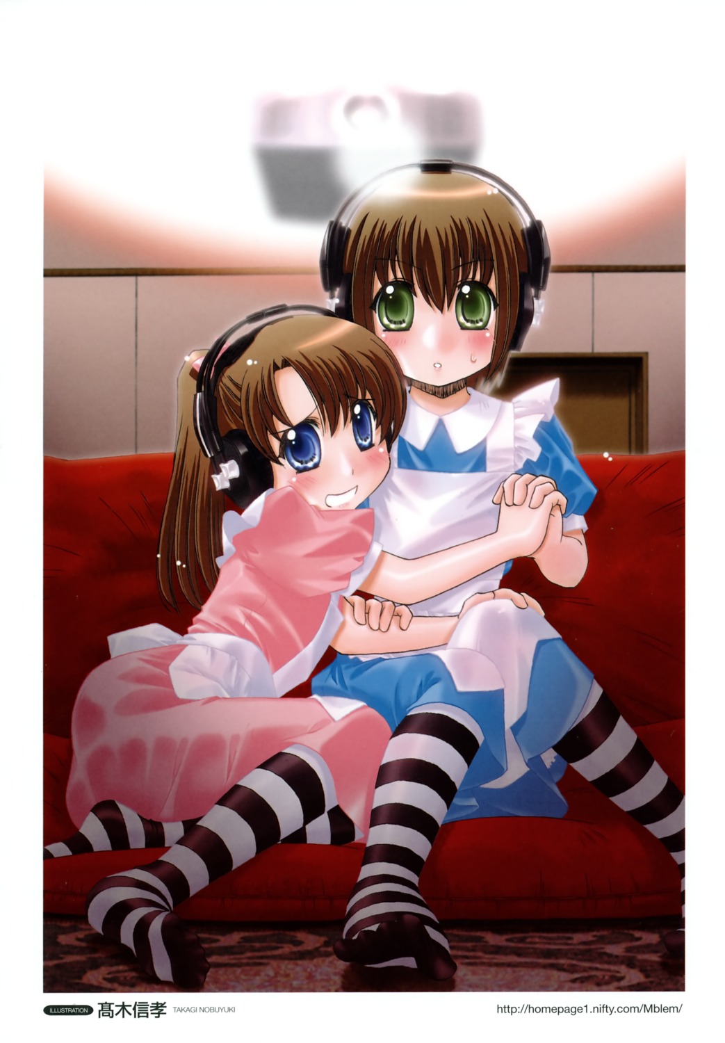 dress, headphones, maid, pantyhose, takagi_nobuyuki