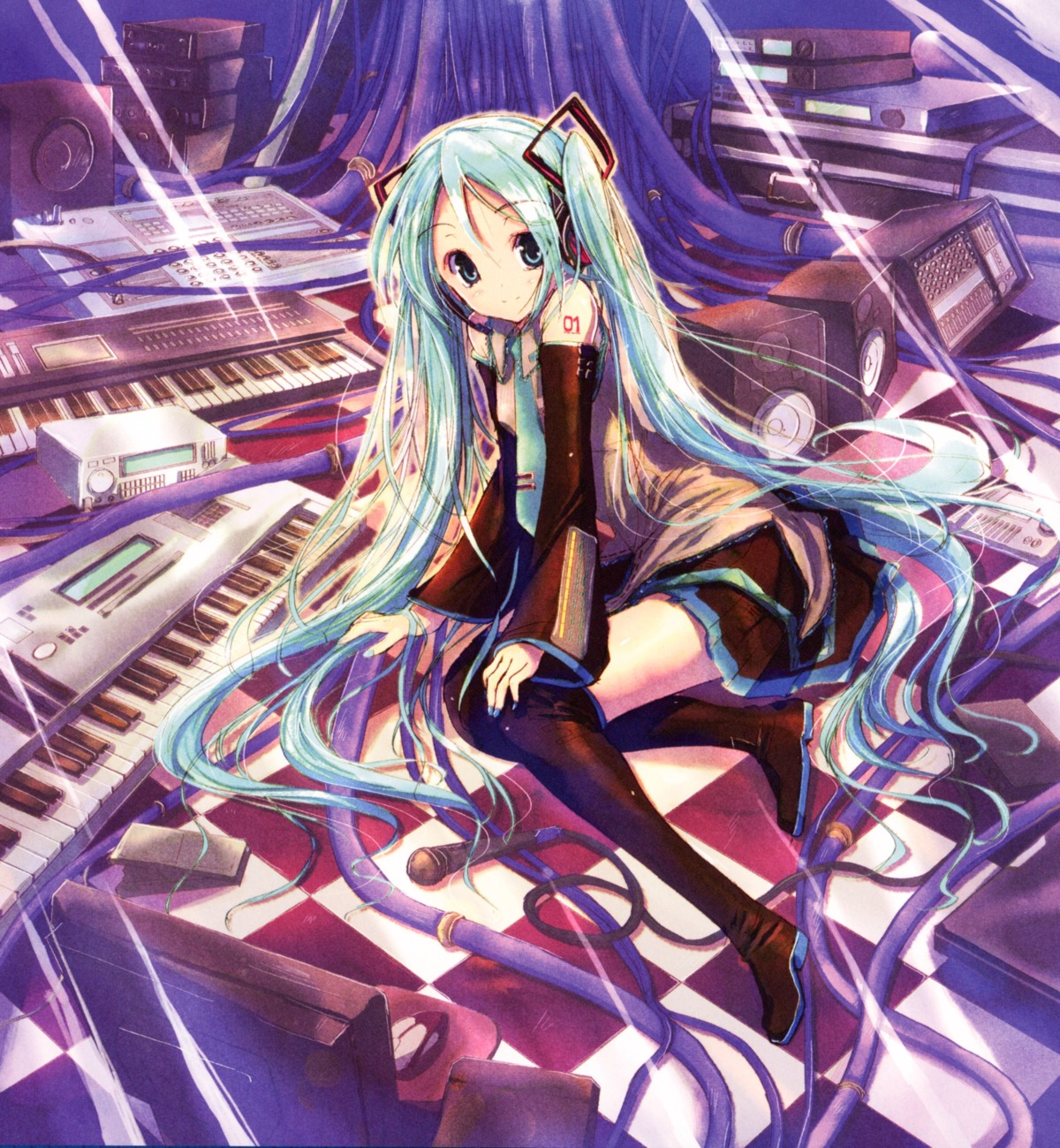 hatsune_miku, ozaki_hiroki, thighhighs, vocaloid