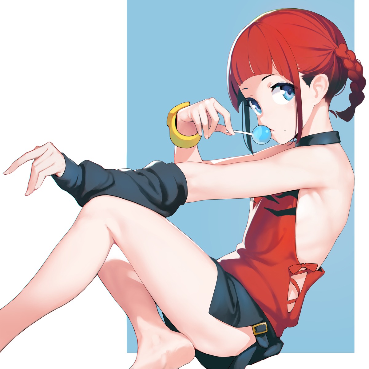 asukagawa_chise, ataruman, gridman_universe, no_bra, skirt_lift, ssss.dynazenon