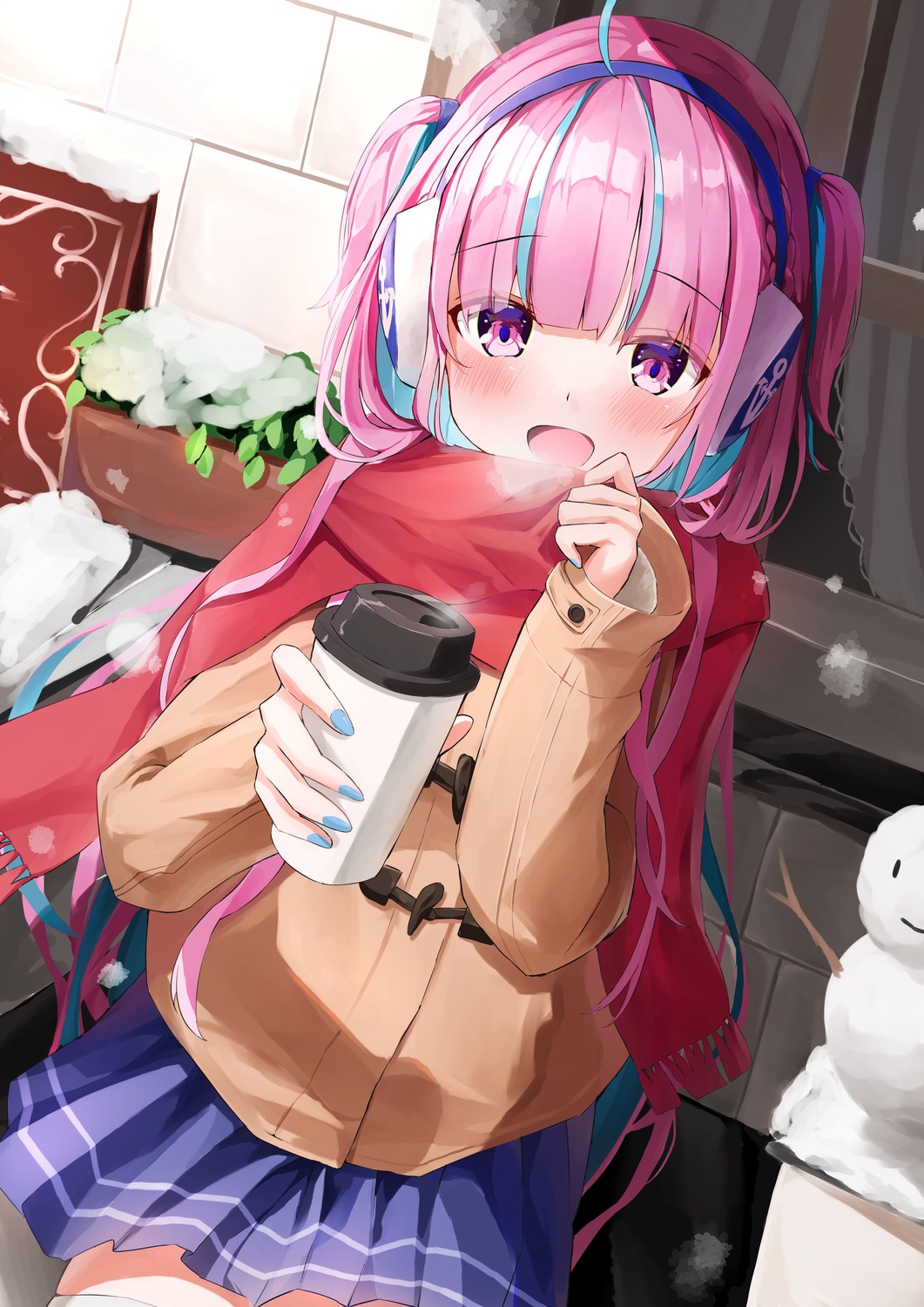 hololive, maccya, minato_aqua, seifuku, thighhighs