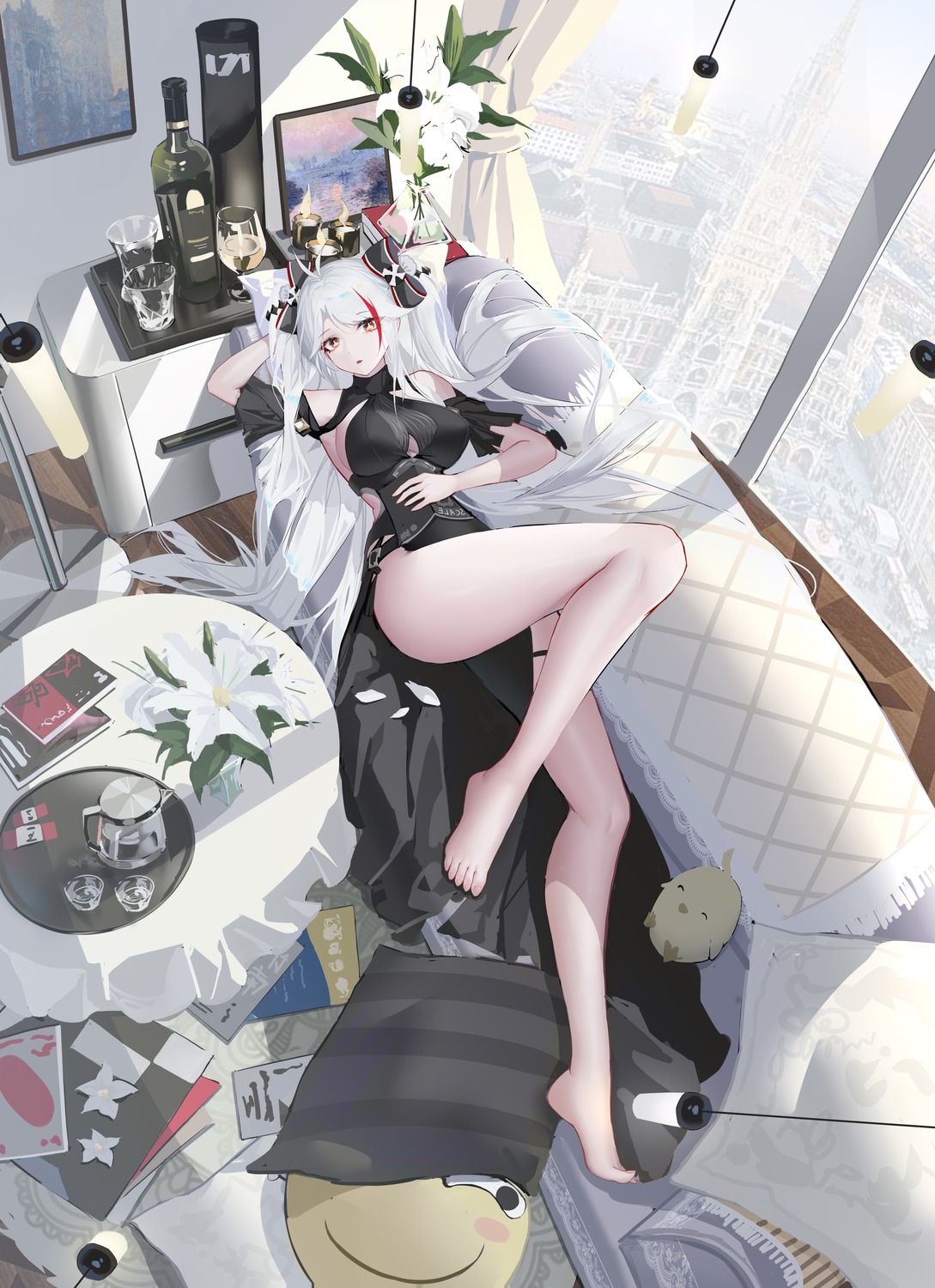 azur_lane, feet, garter, manjuu_(azur_lane), no_bra, prinz_eugen_(azur_lane), rib_(rib_delesetong)