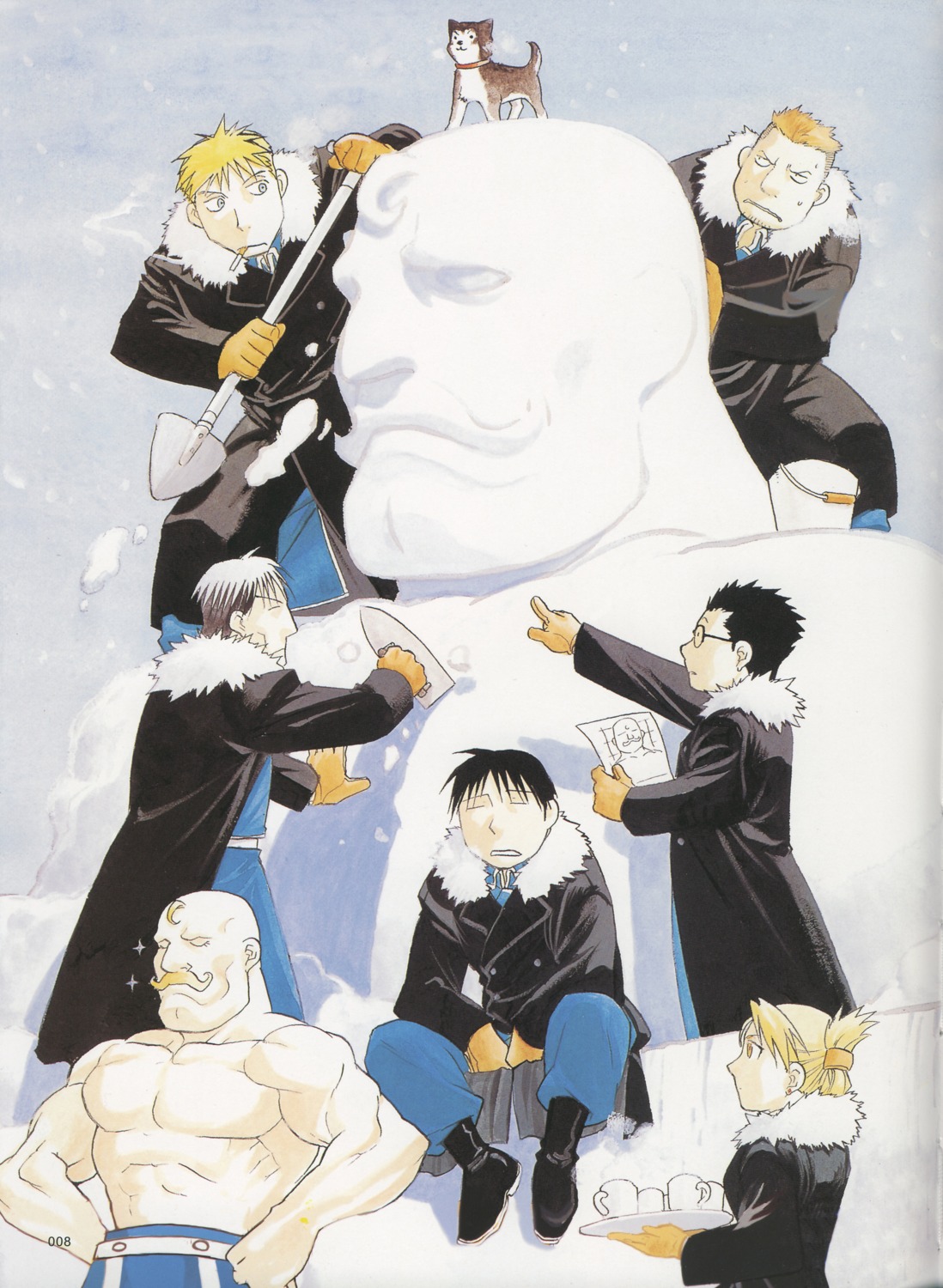 alex_louis_armstrong, arakawa_hiromu, black_hayate, fullmetal_alchemist, heymans_breda, jean_havoc, kain_fuery, riza_hawkeye, roy_mustang, screening, vato_falman