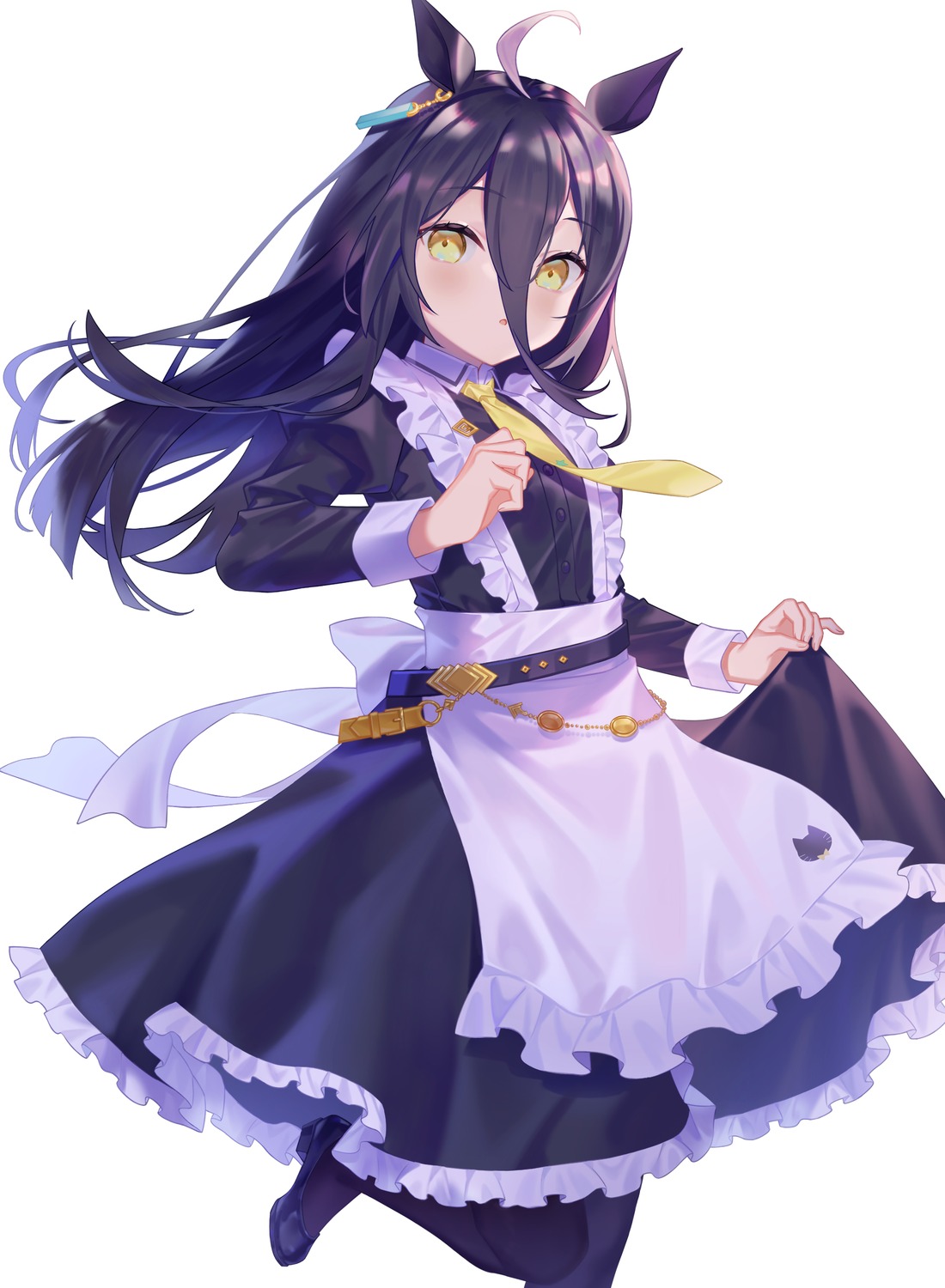 animal_ears, littleamber, maid, manhattan_cafe_(umamusume), skirt_lift, uma_musume_pretty_derby