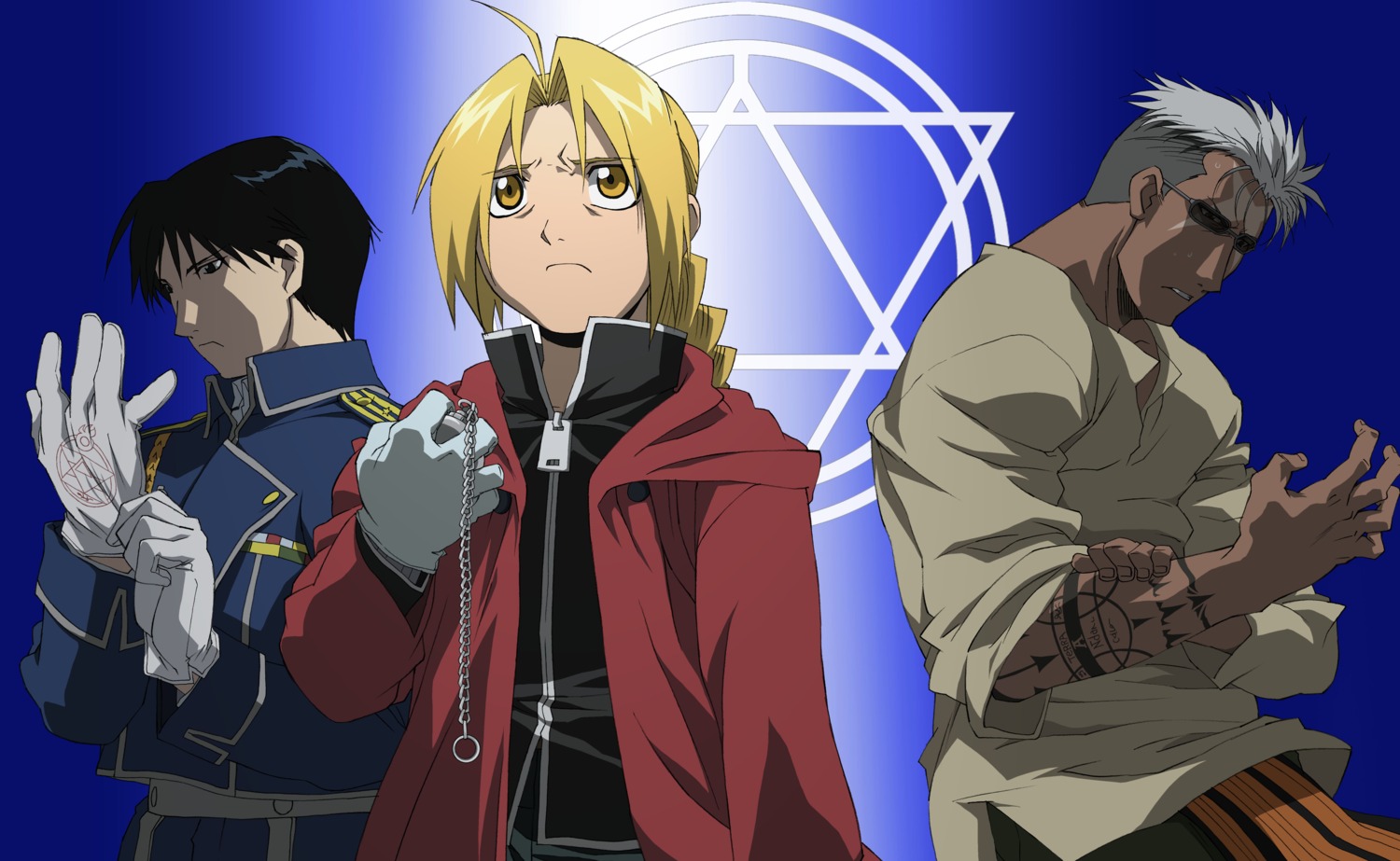 edward_elric, fullmetal_alchemist, male, oguri_hiroko, roy_mustang, scar