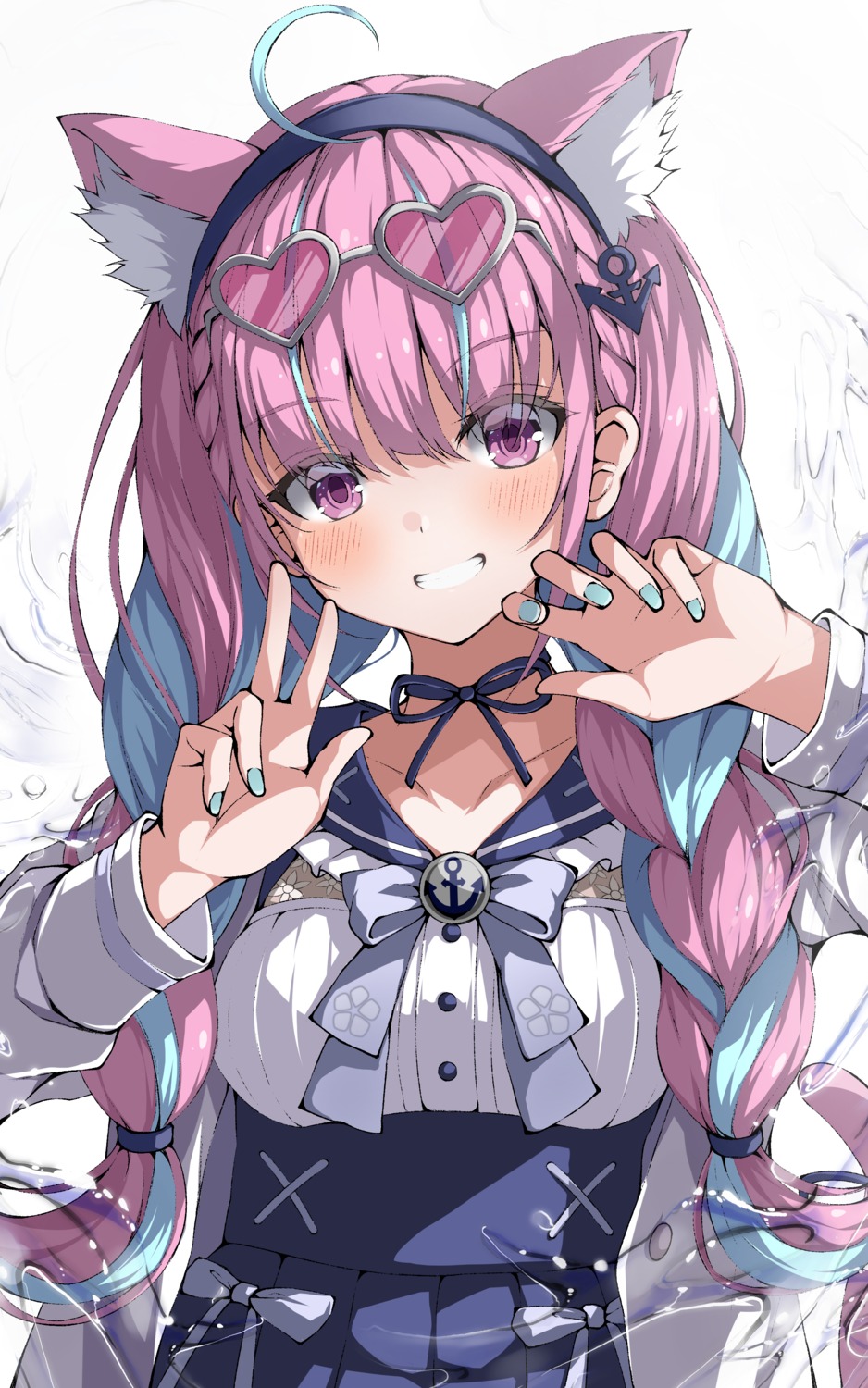 absent, animal_ears, hololive, megane, minato_aqua, nekomimi, seifuku, tail