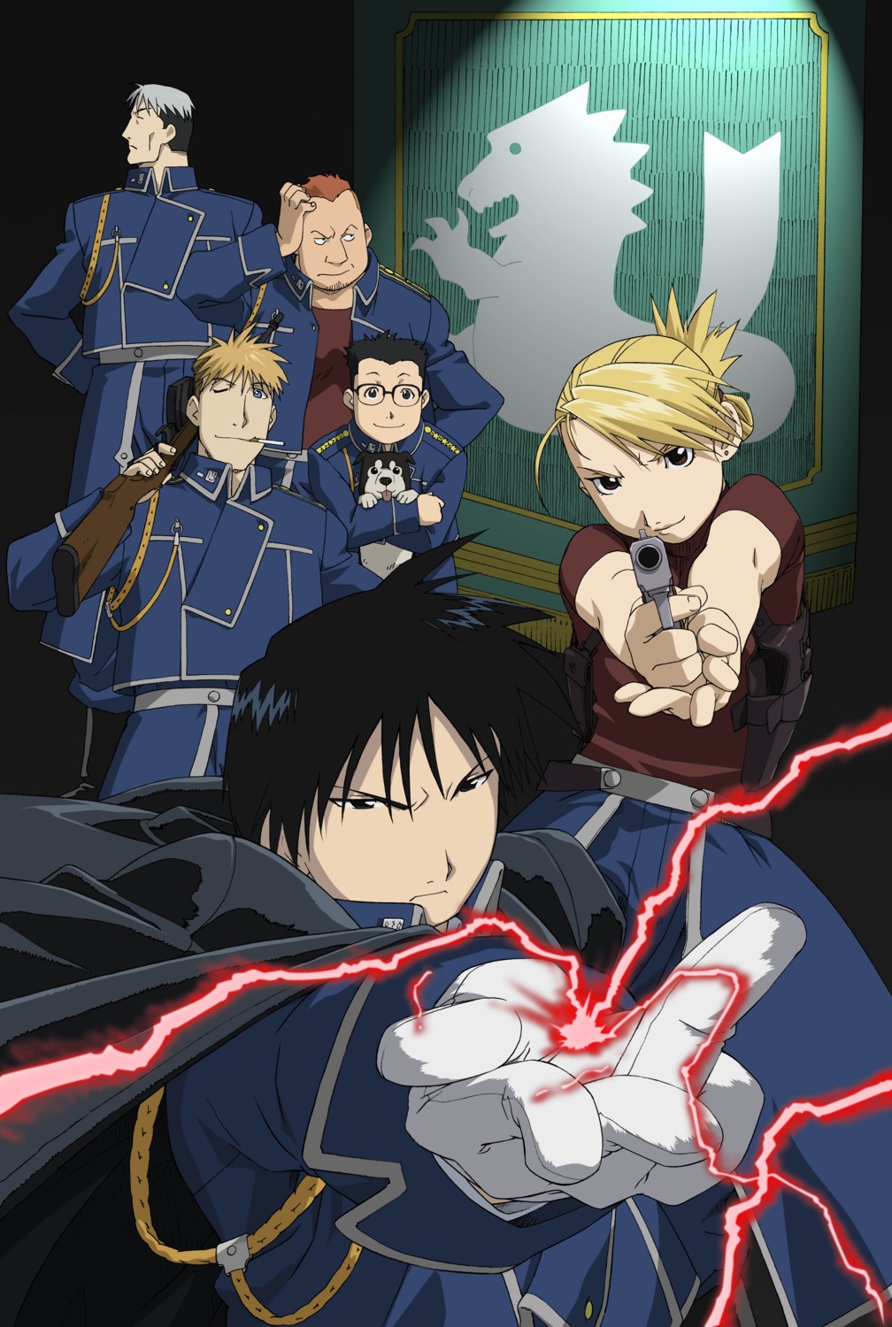 black_hayate, fullmetal_alchemist, gun, heymans_breda, jean_havoc, kain_fuery, megane, police_uniform