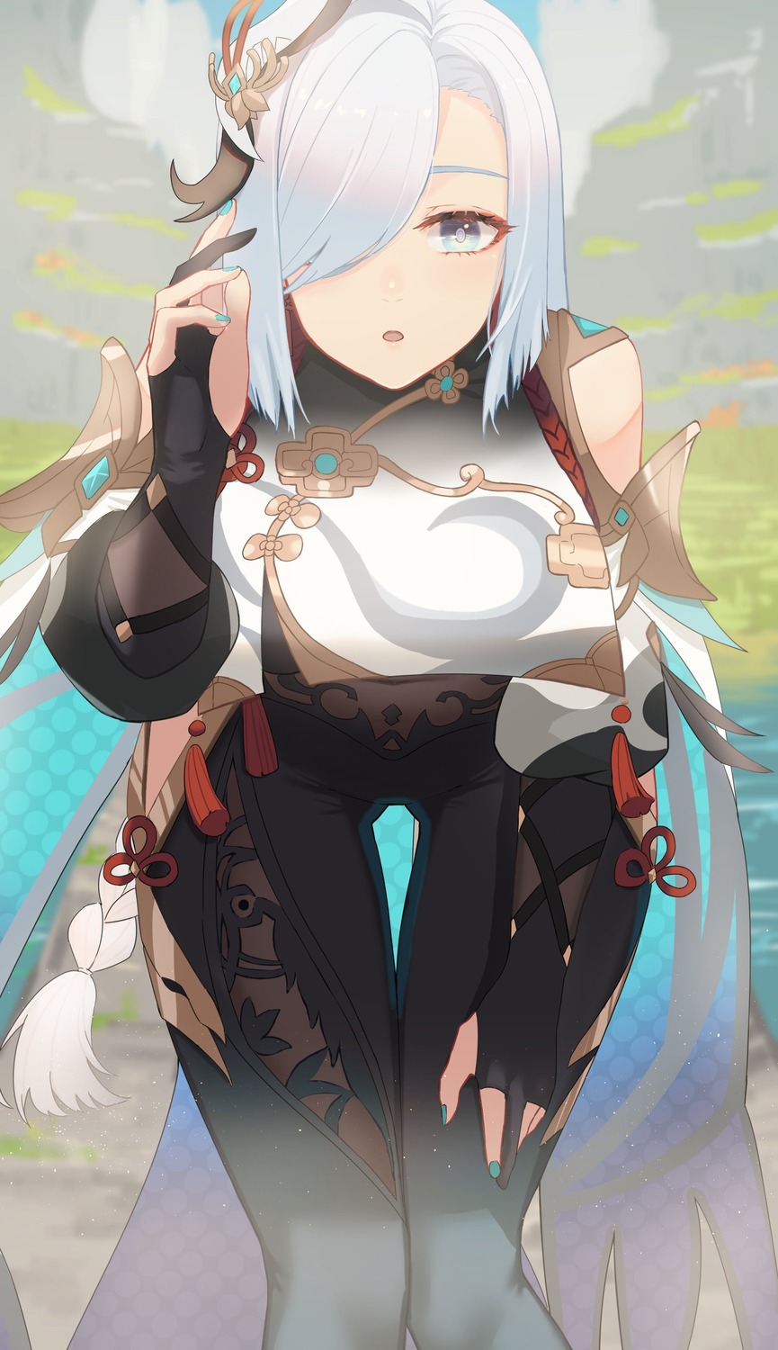 asian_clothes, bodysuit, genshin_impact, kuwahara_taiki, shenhe