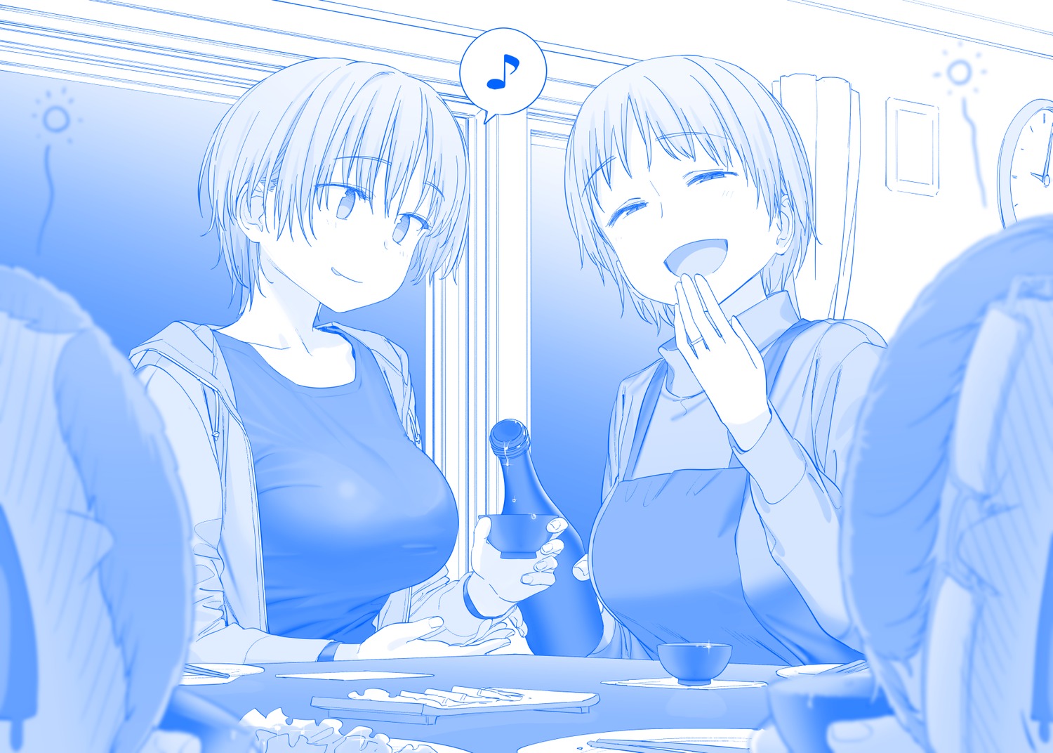 getsuyoubi_no_tawawa, gimai-chan, himura_kiseki, monochrome, sake