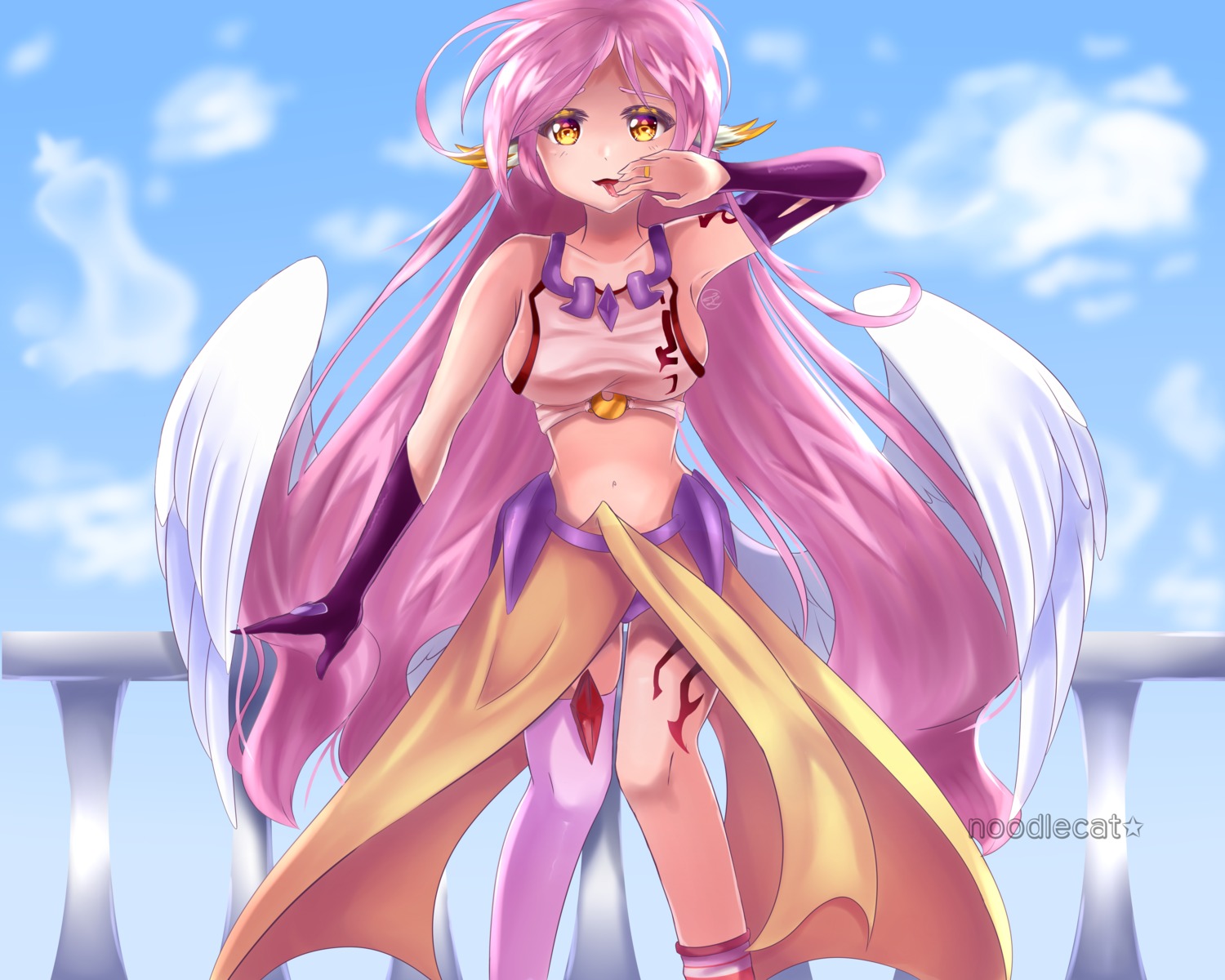 angel, animal_ears, jibril_(no_game_no_life), no_bra, no_game_no_life, no_game_no_life_desu!, no_game_no_life_zero, noodlecat