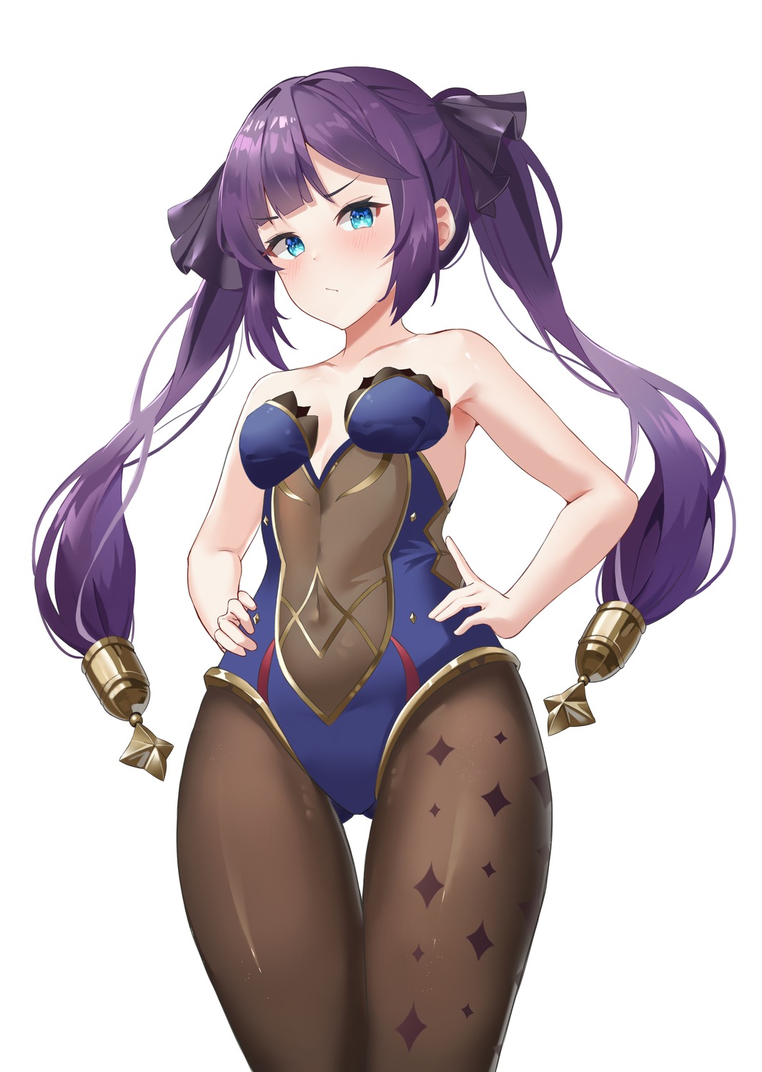 genshin_impact, jbell, leotard, mona_megistus, no_bra, pantyhose