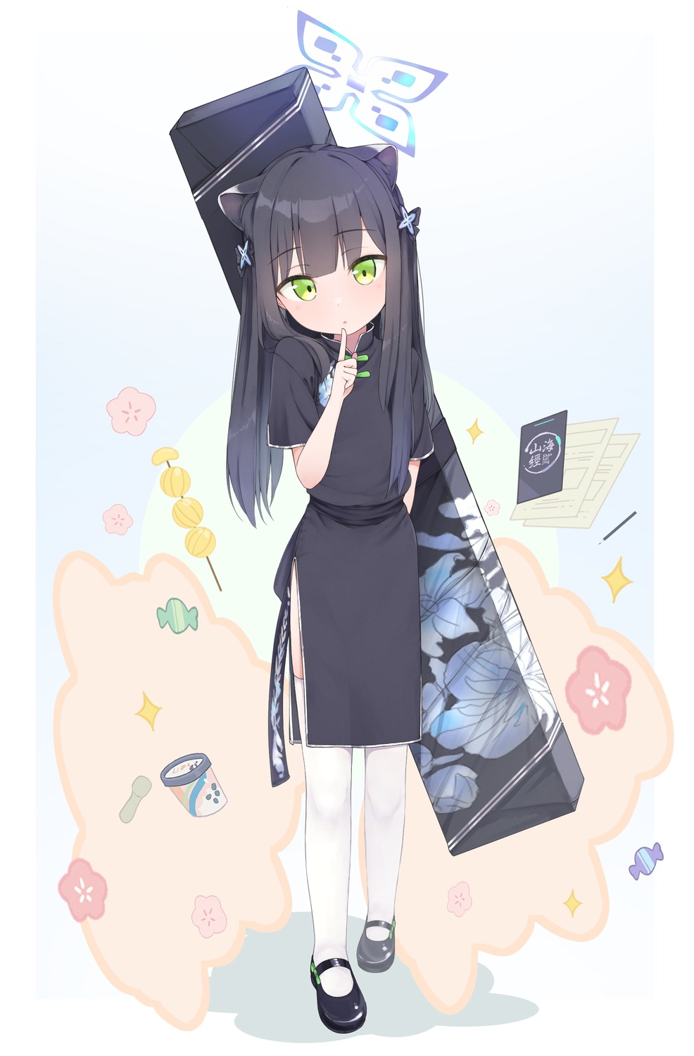 animal_ears, blue_archive, chinadress, halo, shiwa_(siwaa0419), sunohara_shun, thighhighs