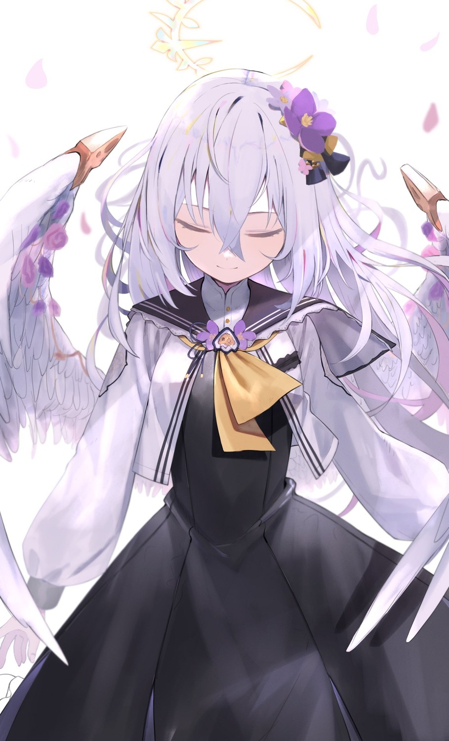 angel, blue_archive, seifuku, shirasu_azusa, shiwa_(siwaa0419), wings