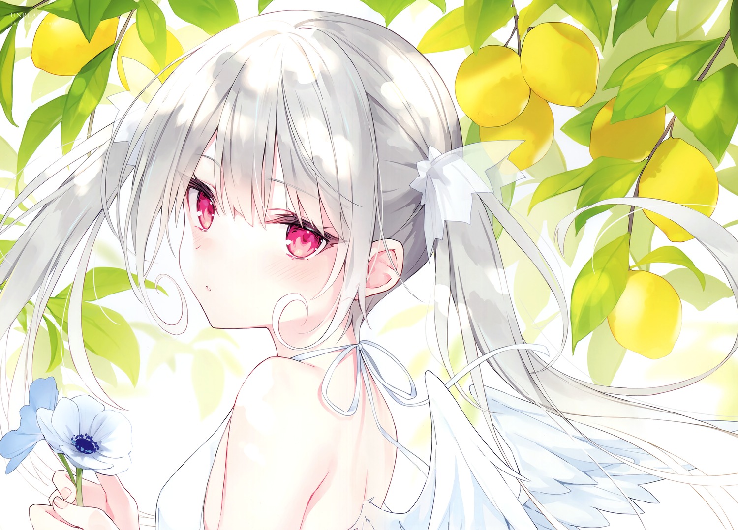 carneades, dress, elle_(rurudo), no_bra, rurudo, summer_dress, wings