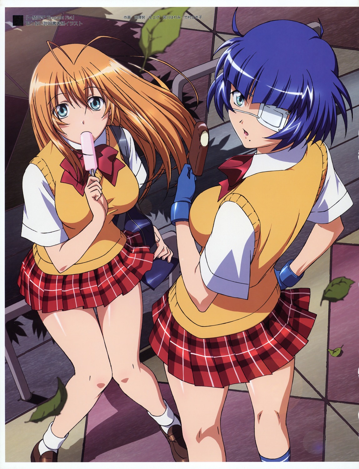 eyepatch, ikkitousen, ikkitousen~eloquent_fist~, miyazawa_tsutomu, ryomou_shimei, seifuku, sonsaku_hakufu