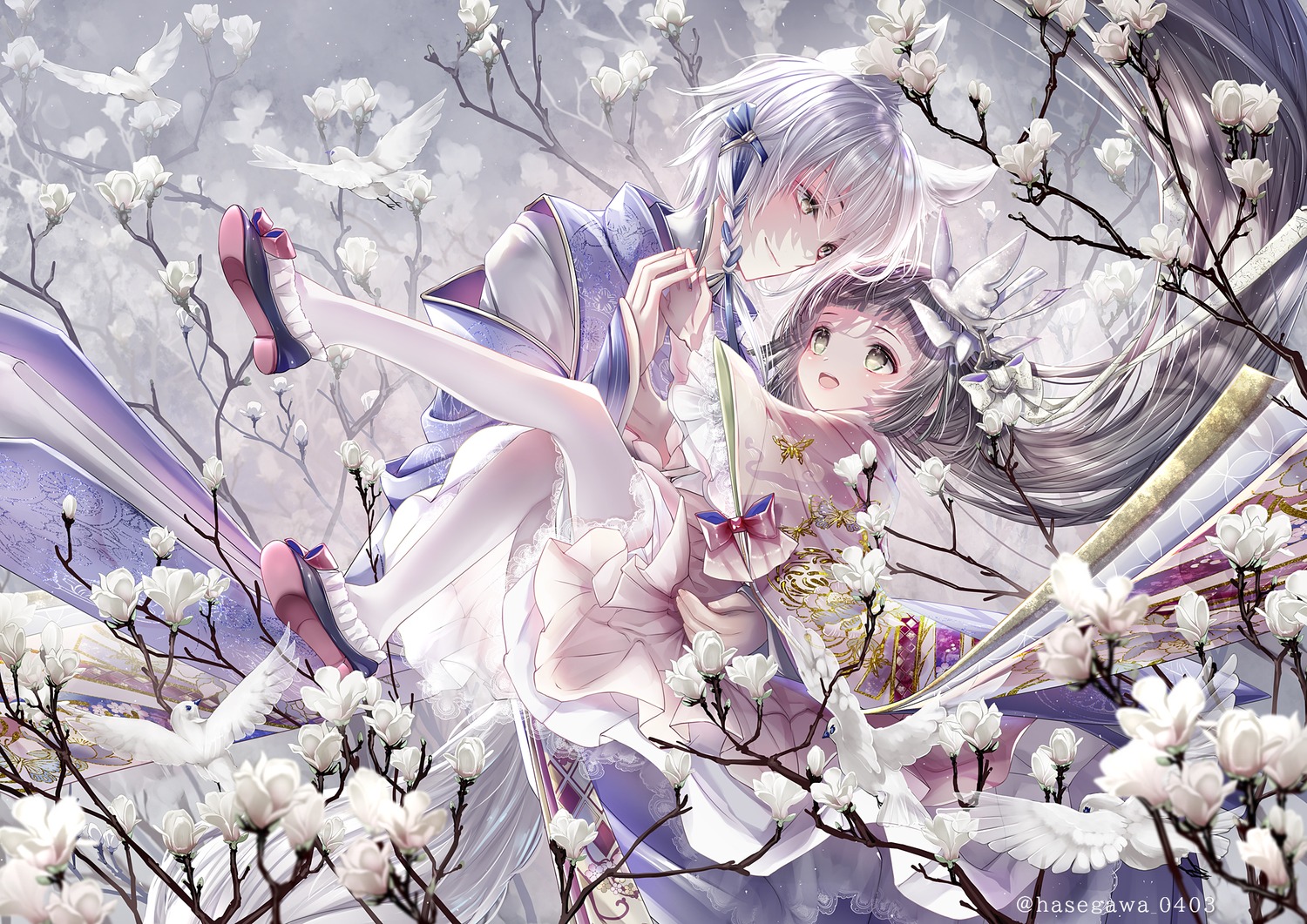 animal_ears, hane_segawa, japanese_clothes, skirt_lift