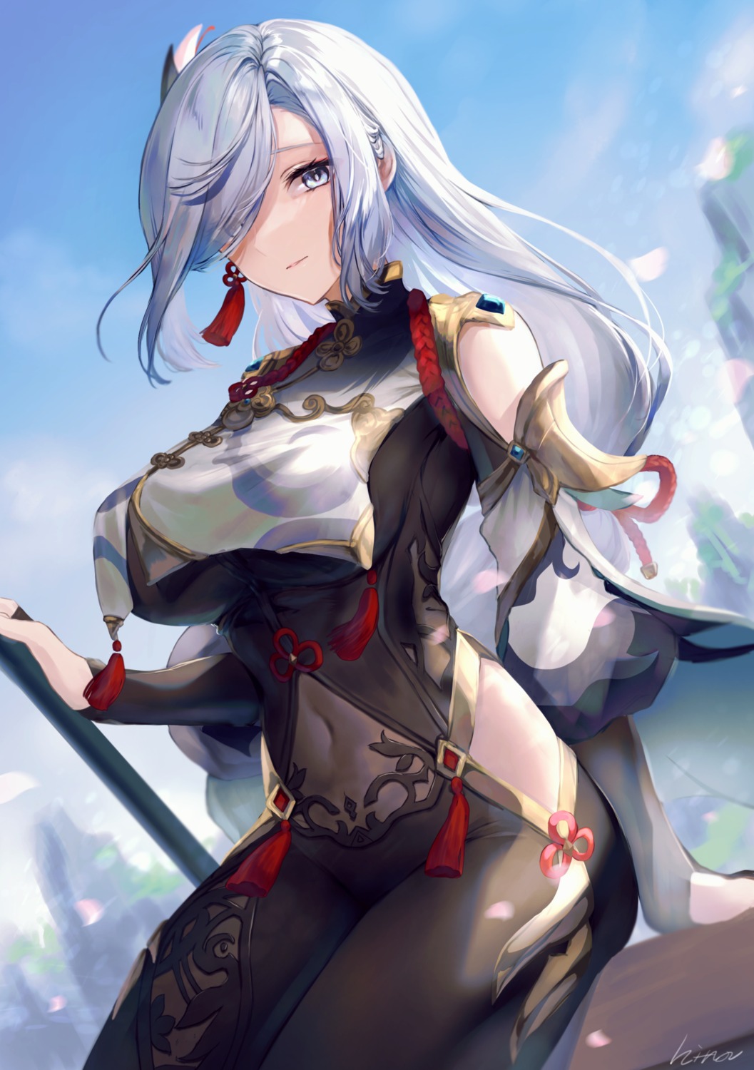 asian_clothes, bodysuit, genshin_impact, hi-na1, shenhe