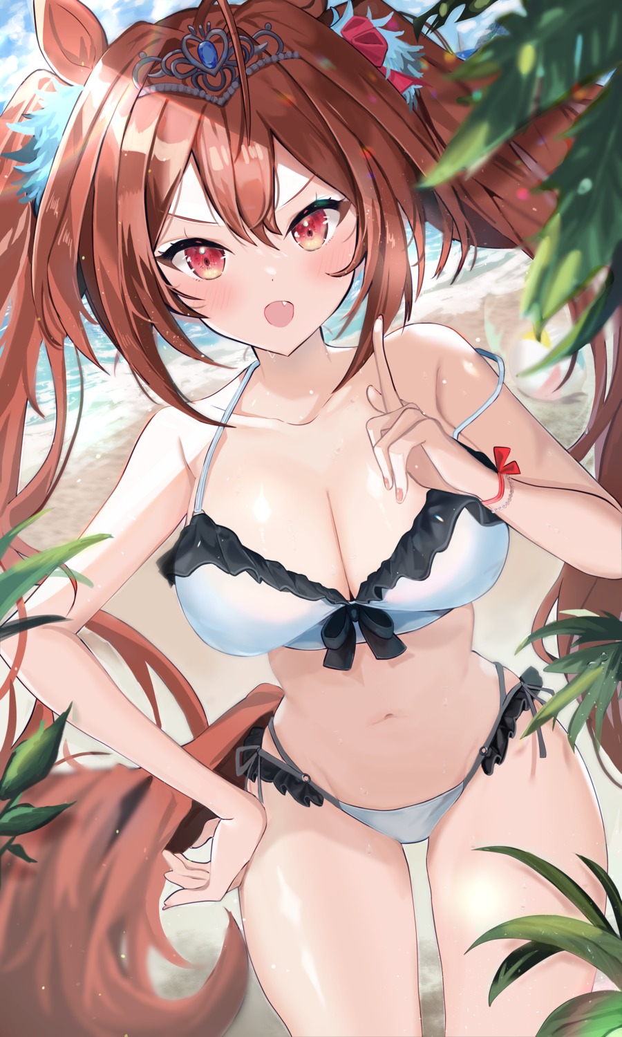 animal_ears, bikini, daiwa_scarlet_(umamusume), kimu_(yyhhoo23232), swimsuits, tail, uma_musume_pretty_derby