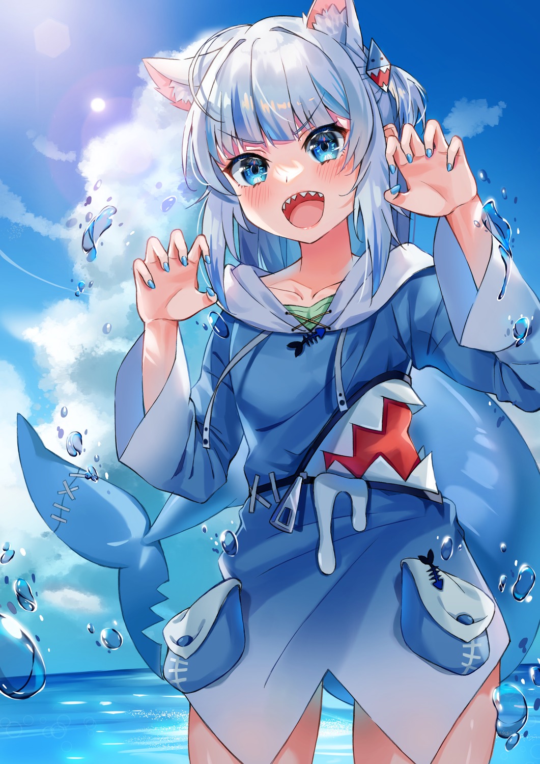 animal_ears, gawr_gura, green_tea, hololive, hololive_english, nekomimi, tail