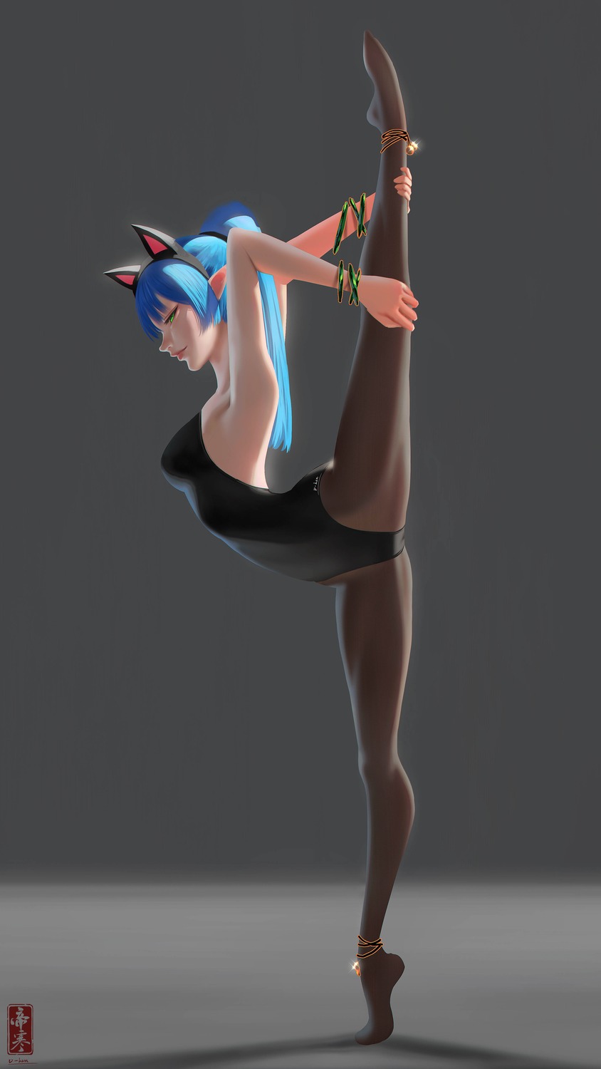 d-han, elf, leotard, pantyhose, pointy_ears