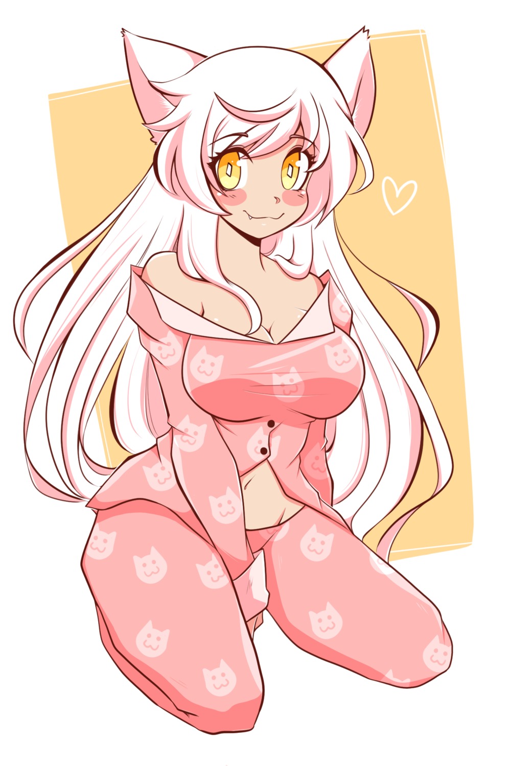 animal_ears, black_hanekawa, cleavage, hanekawa_tsubasa, monogatari_(series), nekomimi, nekomonogatari, open_shirt