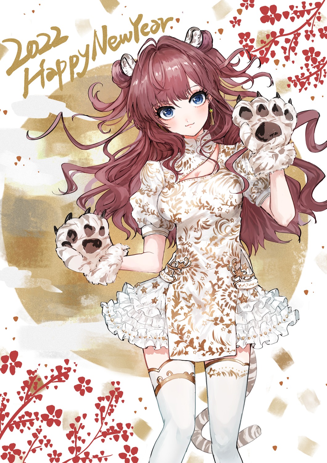 animal_ears, cleavage, dress, ichinose_shiki, kuromitsu_maria, skirt_lift, tail, the_idolm@ster