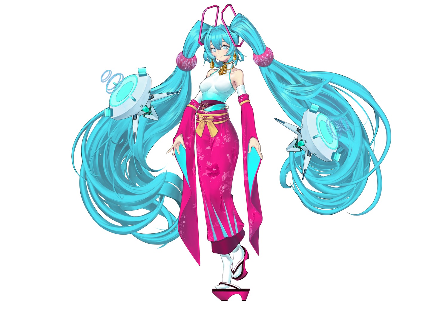 hatsune_miku, japanese_clothes, miyamoya, no_bra, vocaloid