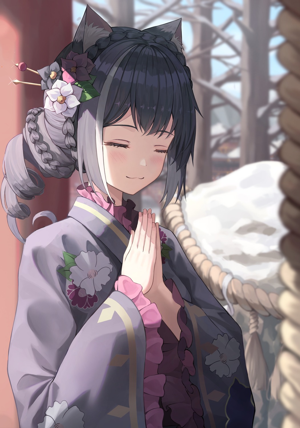animal_ears, bekkuro, japanese_clothes, karyl_(princess_connect), nekomimi, princess_connect!, princess_connect!_re:dive
