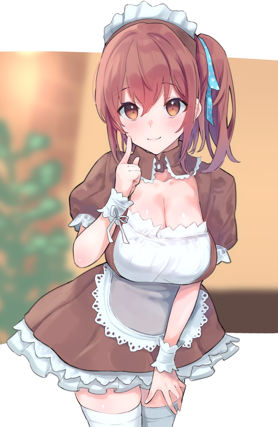 cleavage, maid, sutora_binsuke, thighhighs