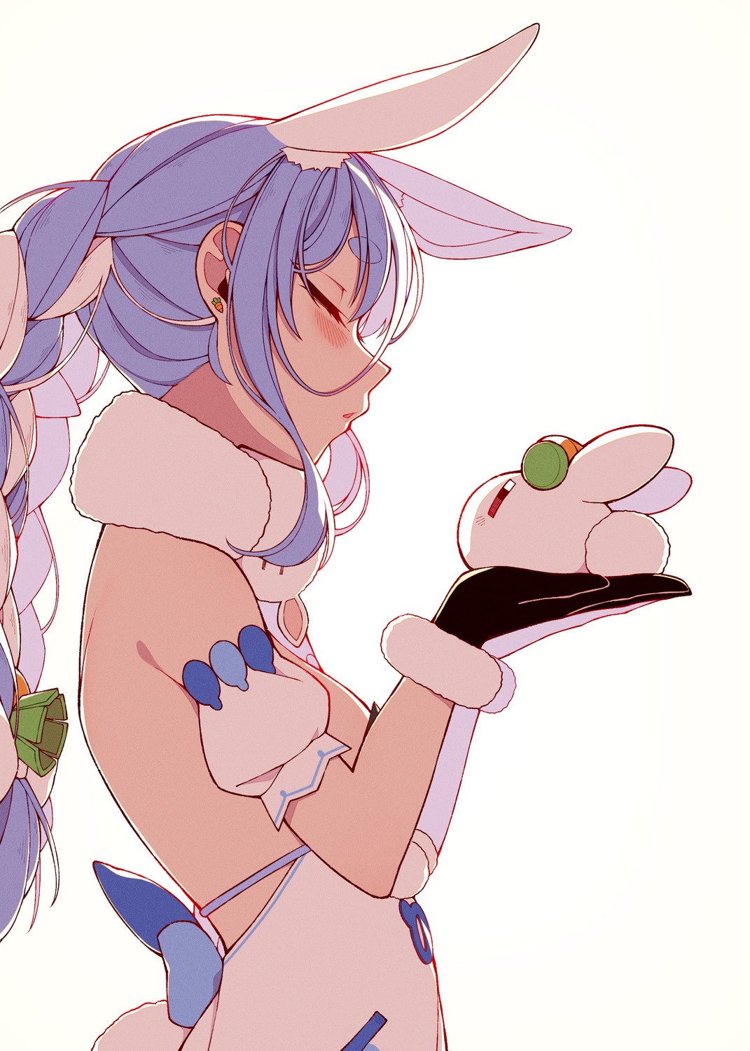 animal_ears, bunny_ears, bunny_girl, hololive, no_bra, tail, unexistarts, usada_pekora