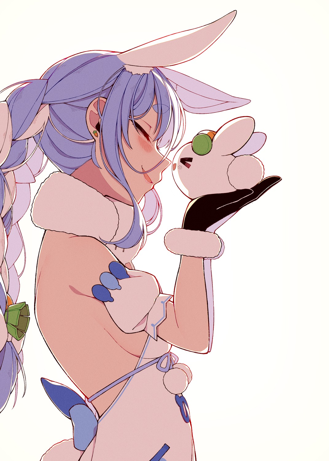 animal_ears, bunny_ears, bunny_girl, hololive, no_bra, tail, unexistarts, usada_pekora