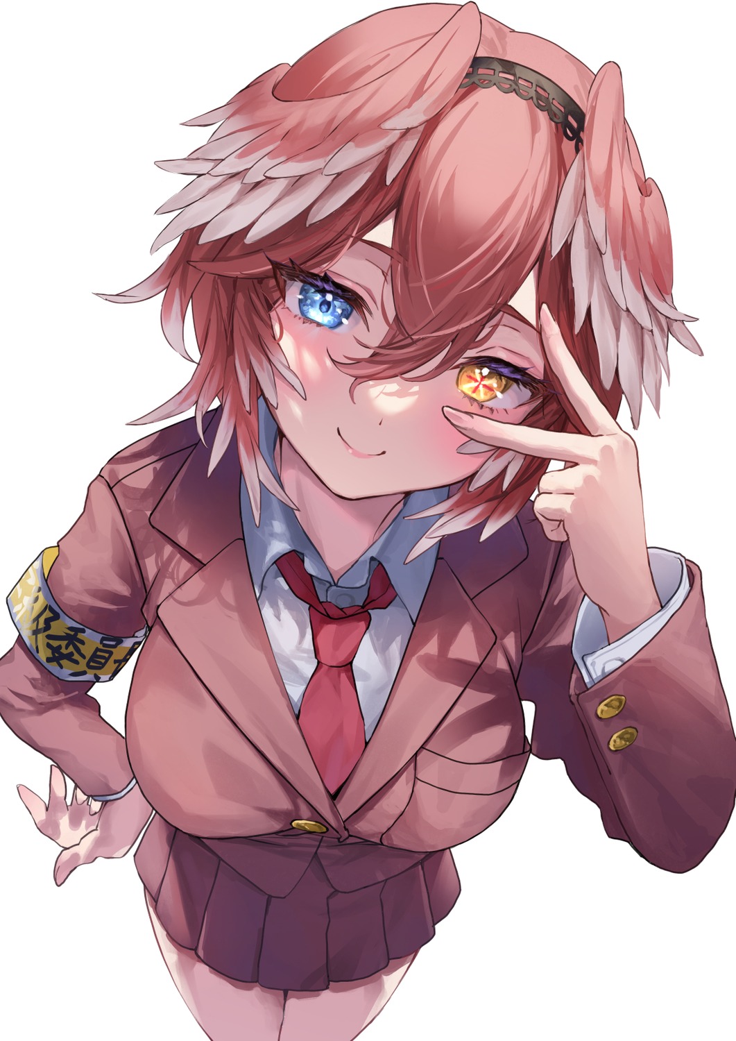 heterochromia, hololive, misekiss, seifuku, takane_lui, wings