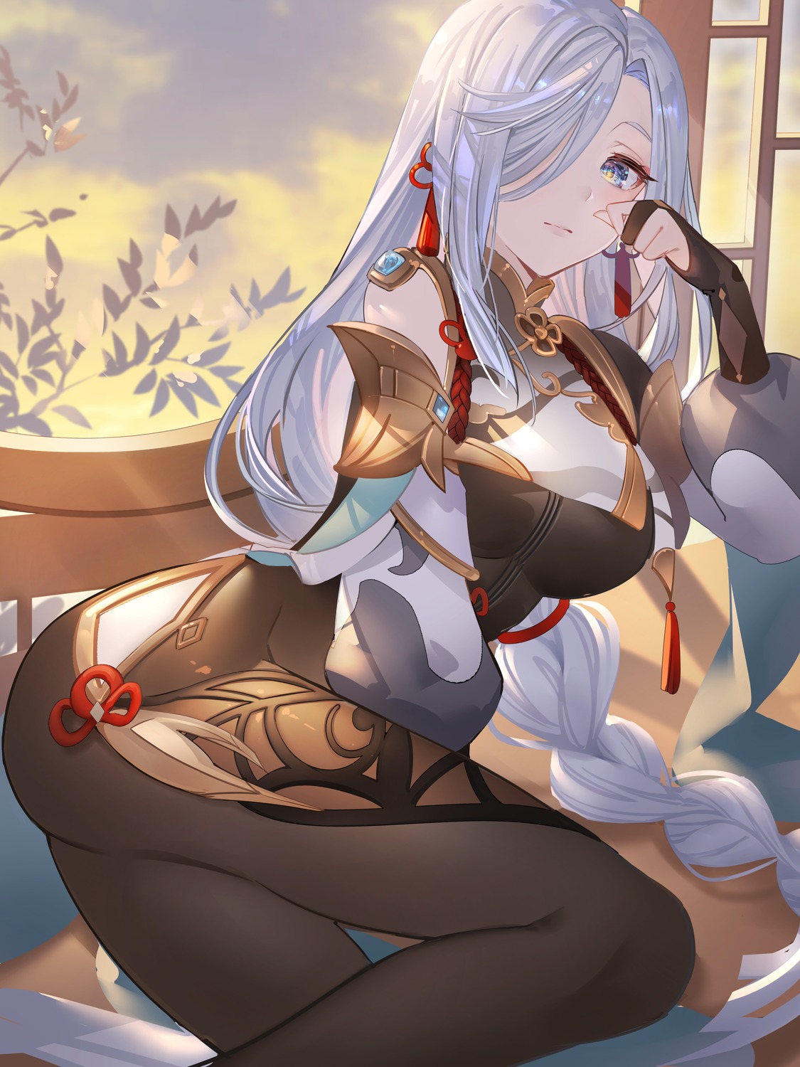 asian_clothes, bodysuit, genshin_impact, noir_eku, shenhe