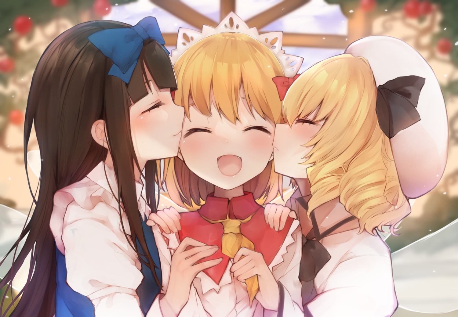 karasusou_nano, luna_child, star_sapphire, sunny_milk, touhou, yuri