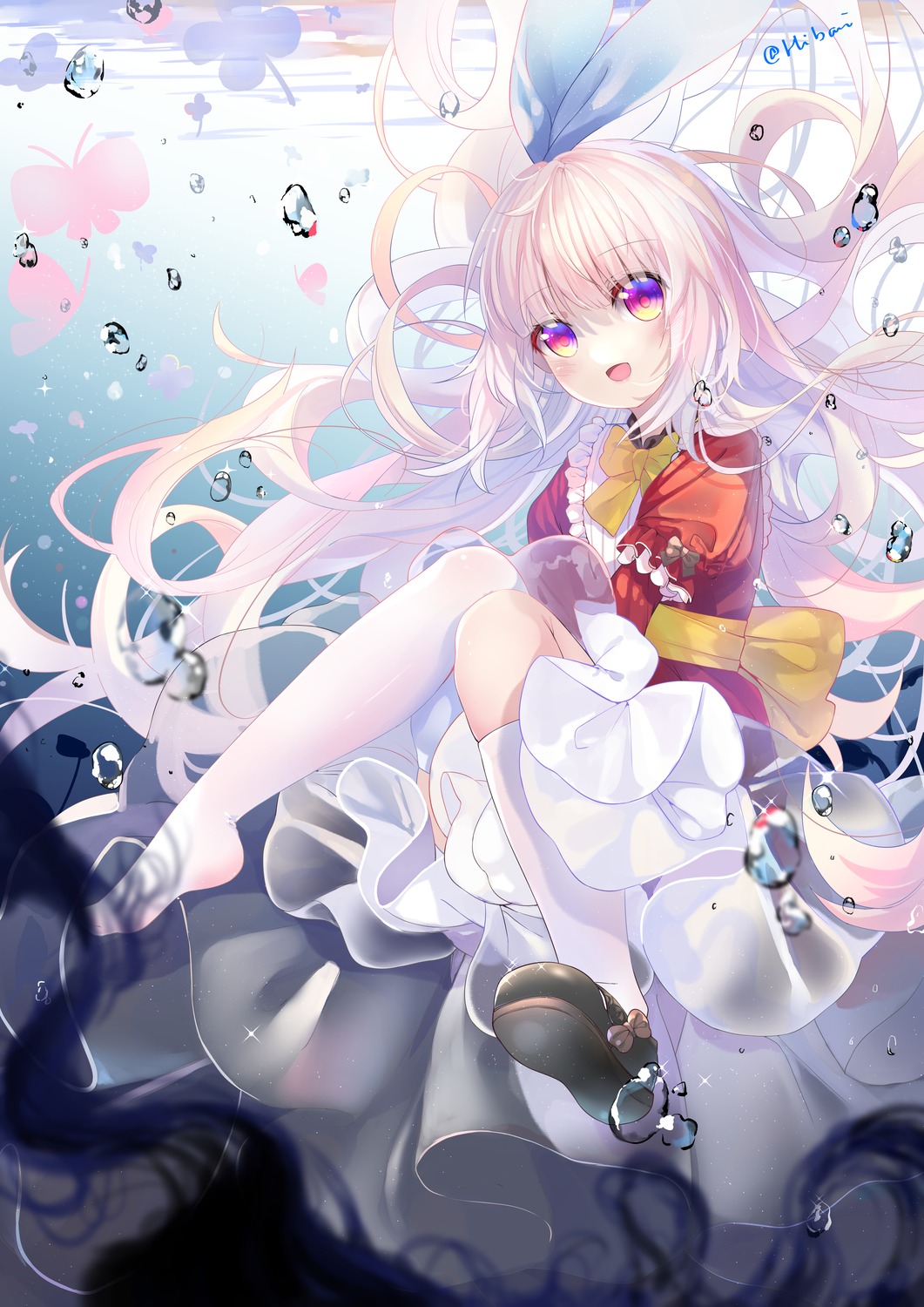 hibari_hina, see_through, skirt_lift, thighhighs