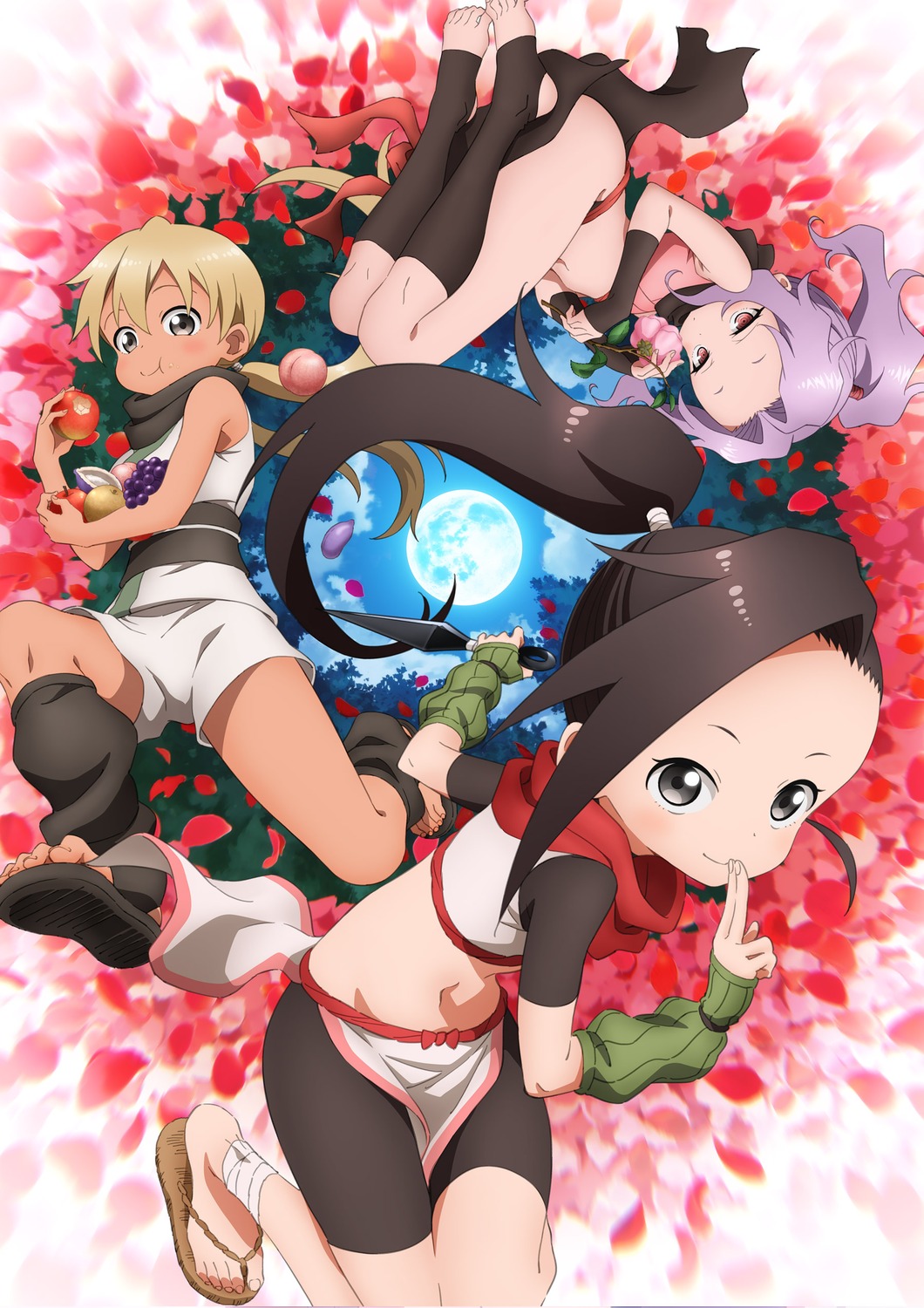 asagao_(kunoichi_tsubaki_no_mune_no_uchi), bandages, bike_shorts, japanese_clothes, kunoichi_tsubaki_no_mune_no_uchi, sazanka_(kunoichi_tsubaki_no_mune_no_uchi), tagme, tsubaki_(kunoichi_tsubaki_no_mune_no_uchi), weapon