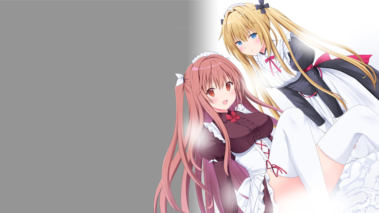 giga, katori_rea, kazami_yui, maid, nekonyan, parfait_chocolate_second_brew, skirt_lift, thighhighs